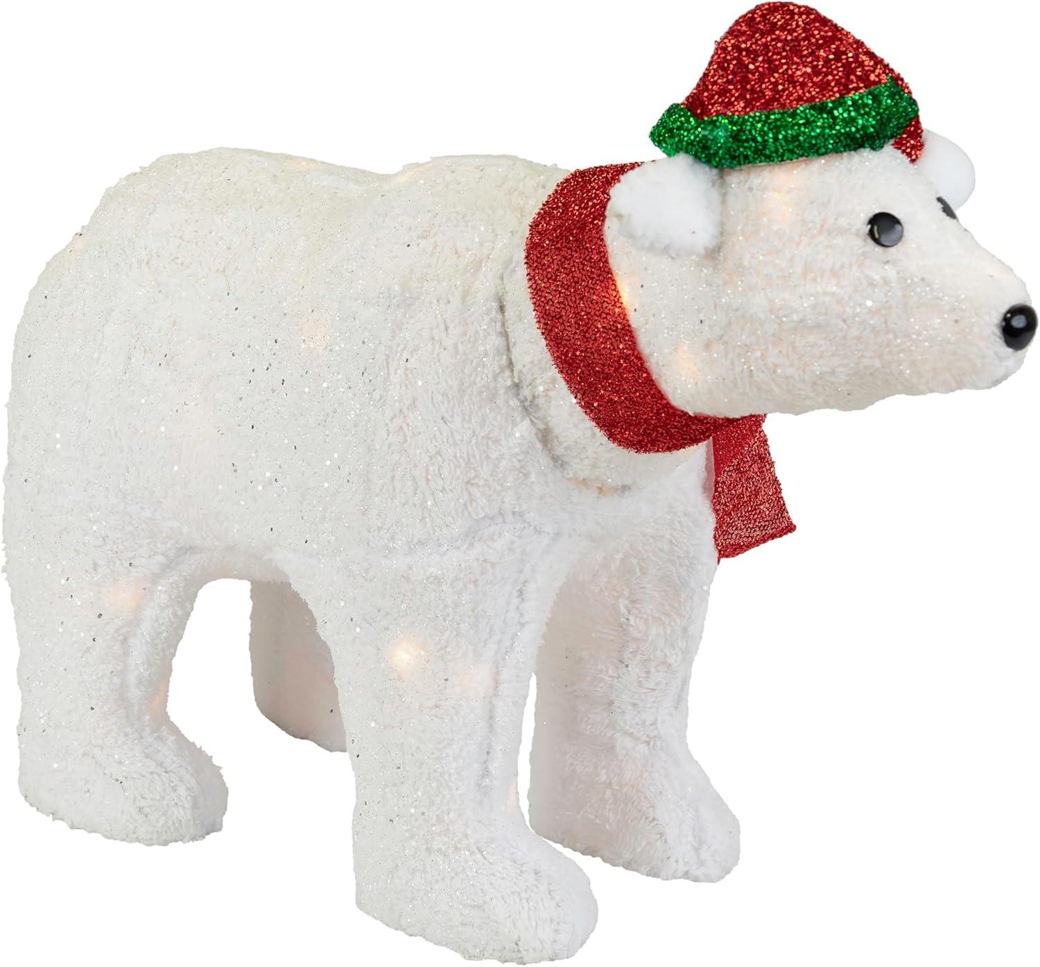 Northlight Seasonal 23" Pre-Lit White Glittered Polar Bear Outdoor Christmas Decoration
