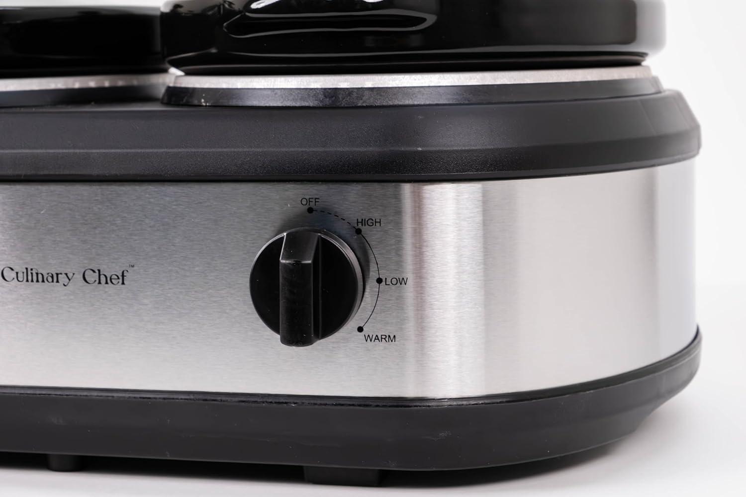 Culinary Chef 3 x 2.5 Qt. Triple Slow Cooker - Stainless-Steel