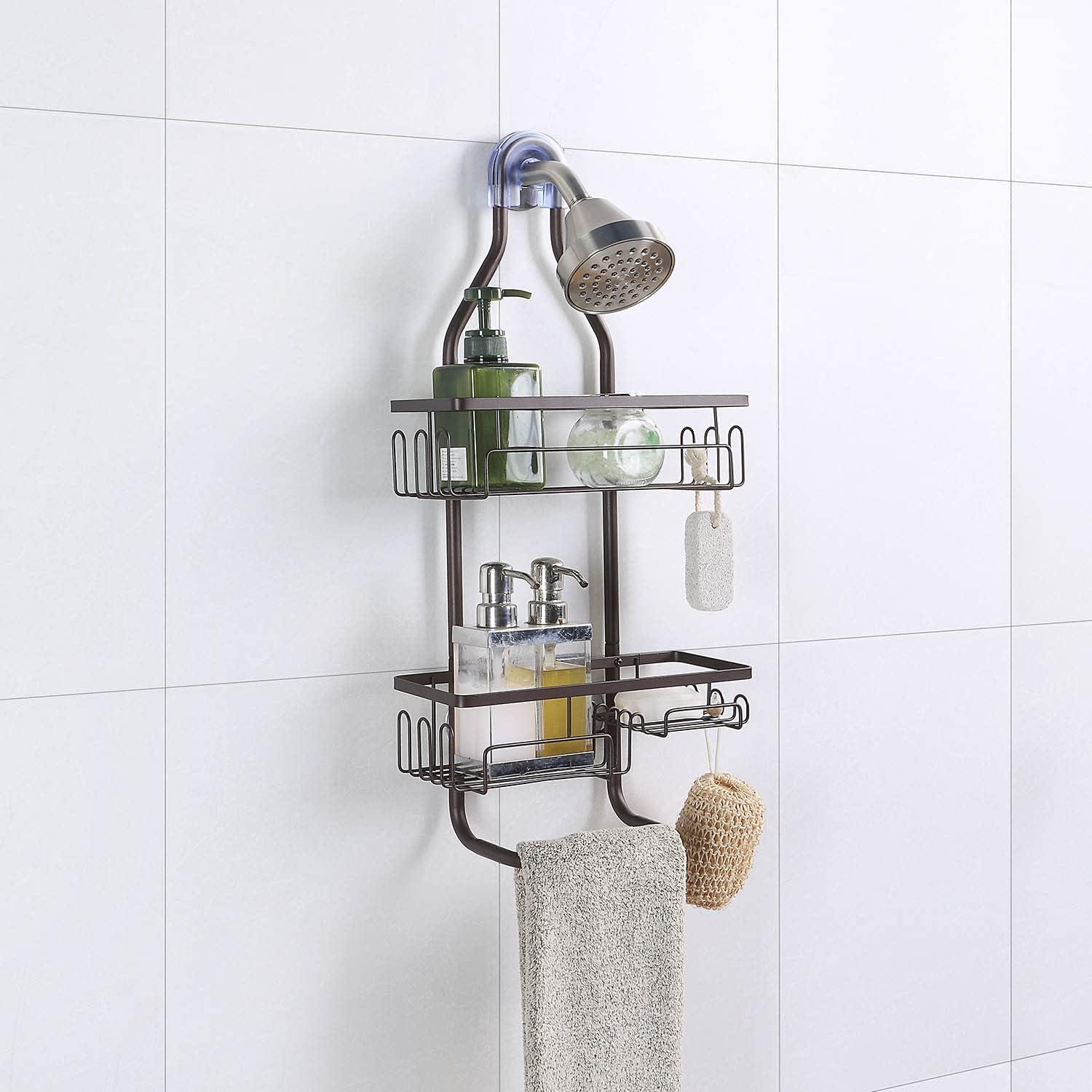 Oil-Rubbed Bronze Steel Hanging Shower Caddy Organizer