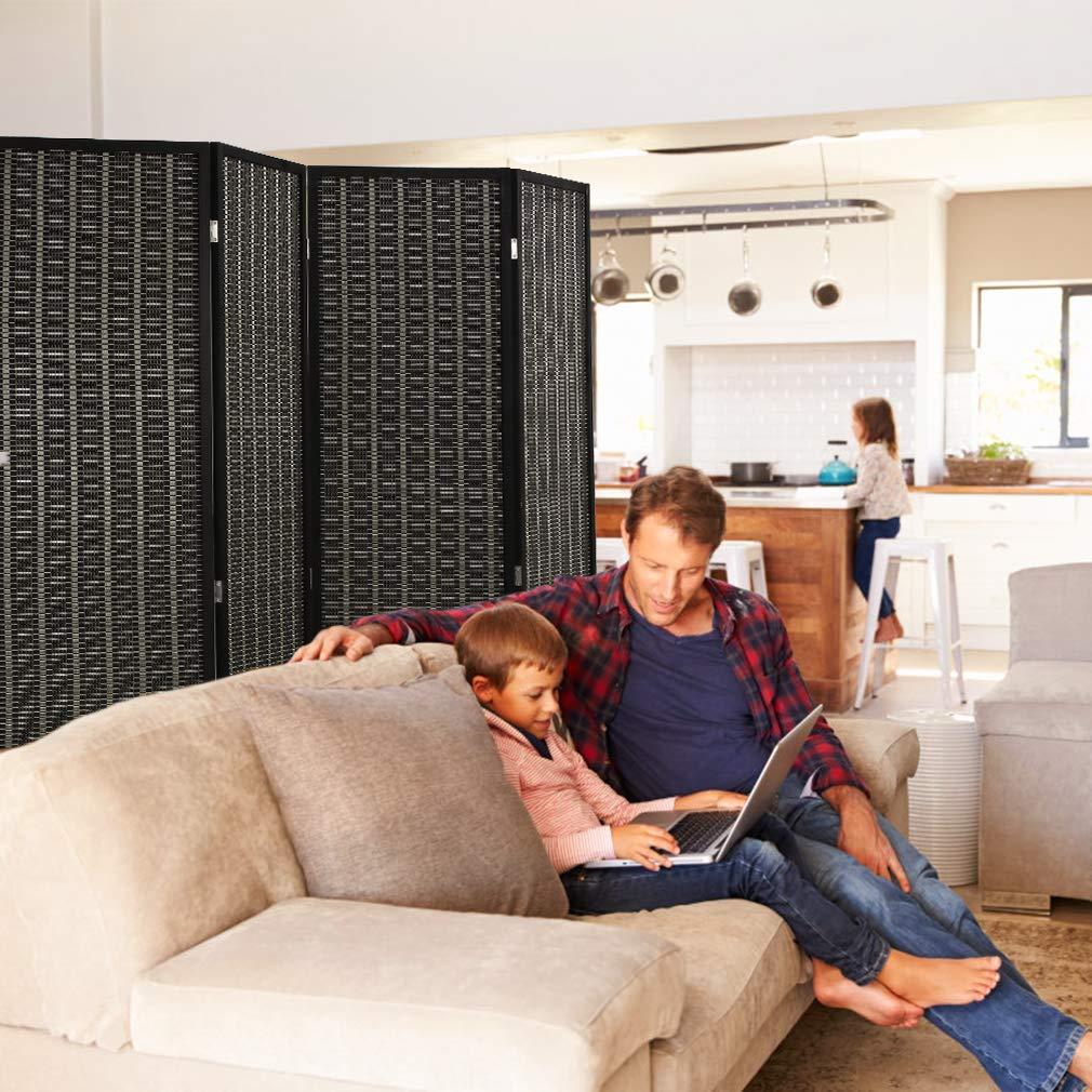 FDW Bamboo Room Divider Folding Privacy Wooden Screen 4 Panel 72 Inches High 17.7 Inches Wide Room Divider for Living Room Bedroom Study,Natural