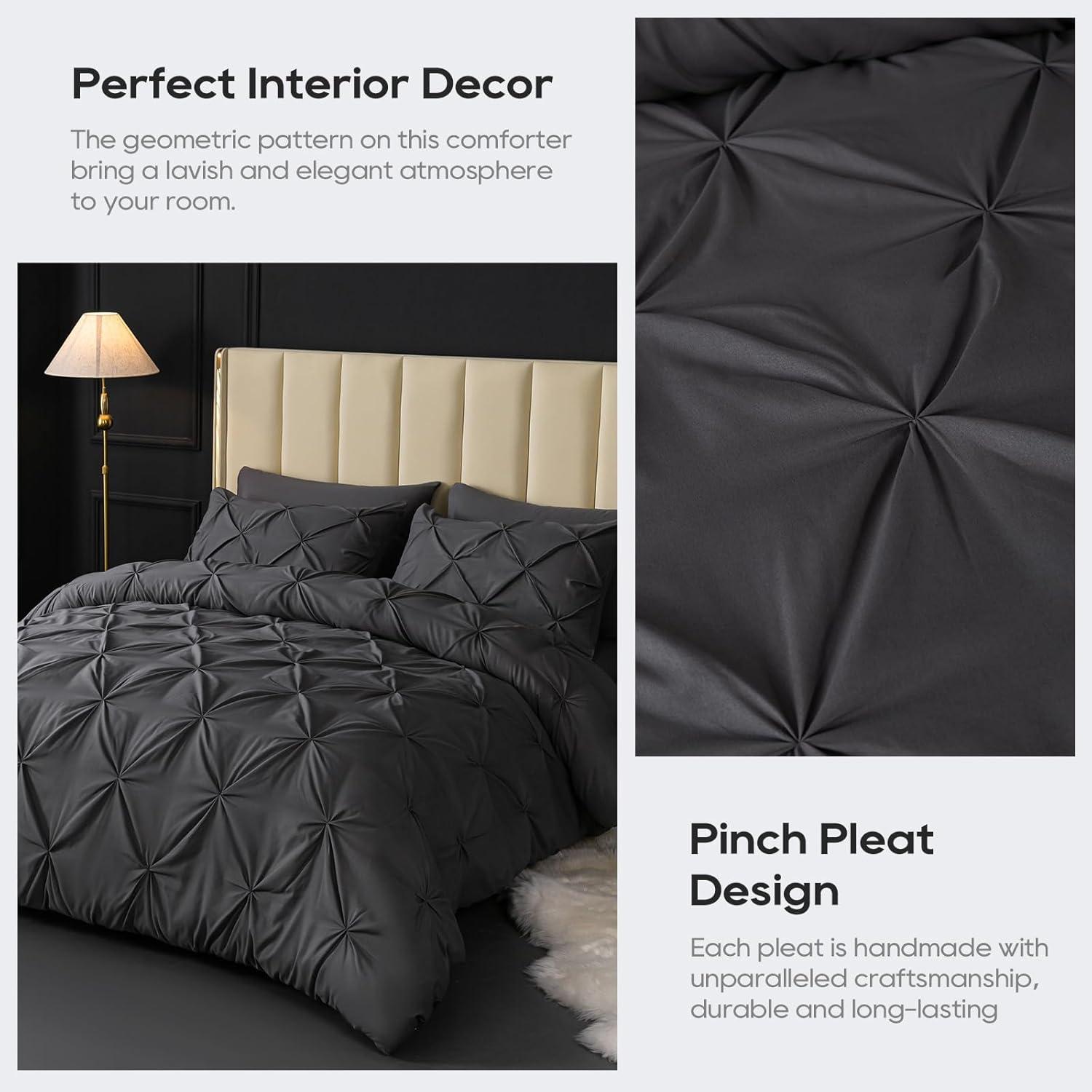 King Dark Grey Microfiber Down Alternative Bed in a Bag Set