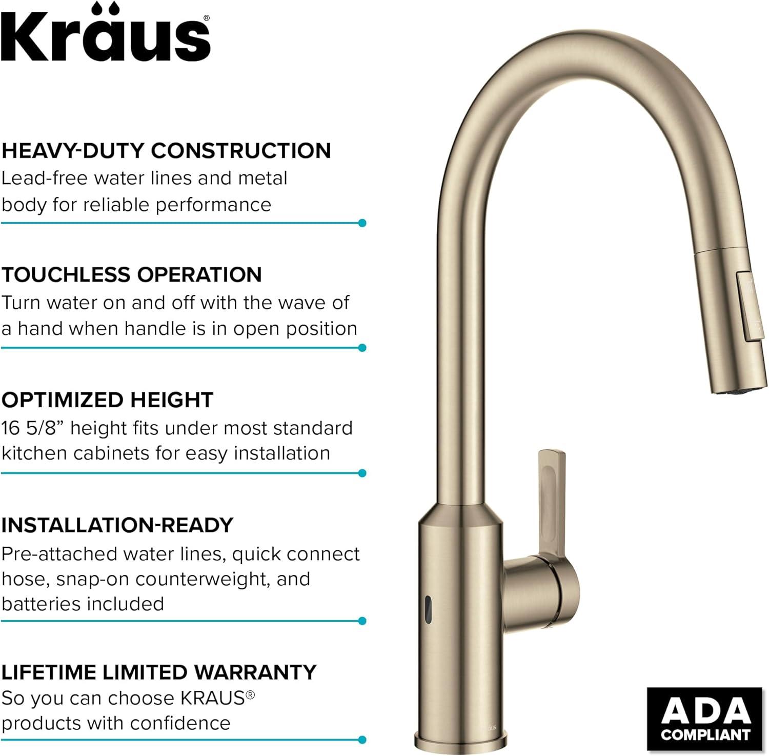 KRAUS Oletto Touchless Sensor Pull-Down Single Handle Kitchen Faucet