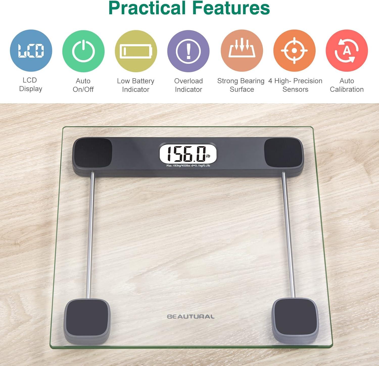 Digital Tempered Glass Floor Scale with LCD Display