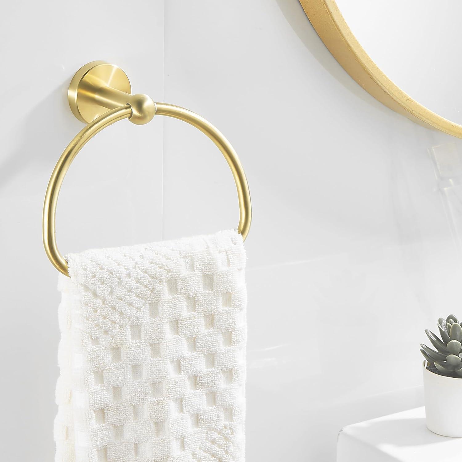 Chihod Toilet Paper Holder & Towel Ring Brushed Gold Hand Towel Holder 2-Pieces Bathroom Accessories Towel Rack Wall Mounted Bathroom Hardware Set Stainless Steel C38