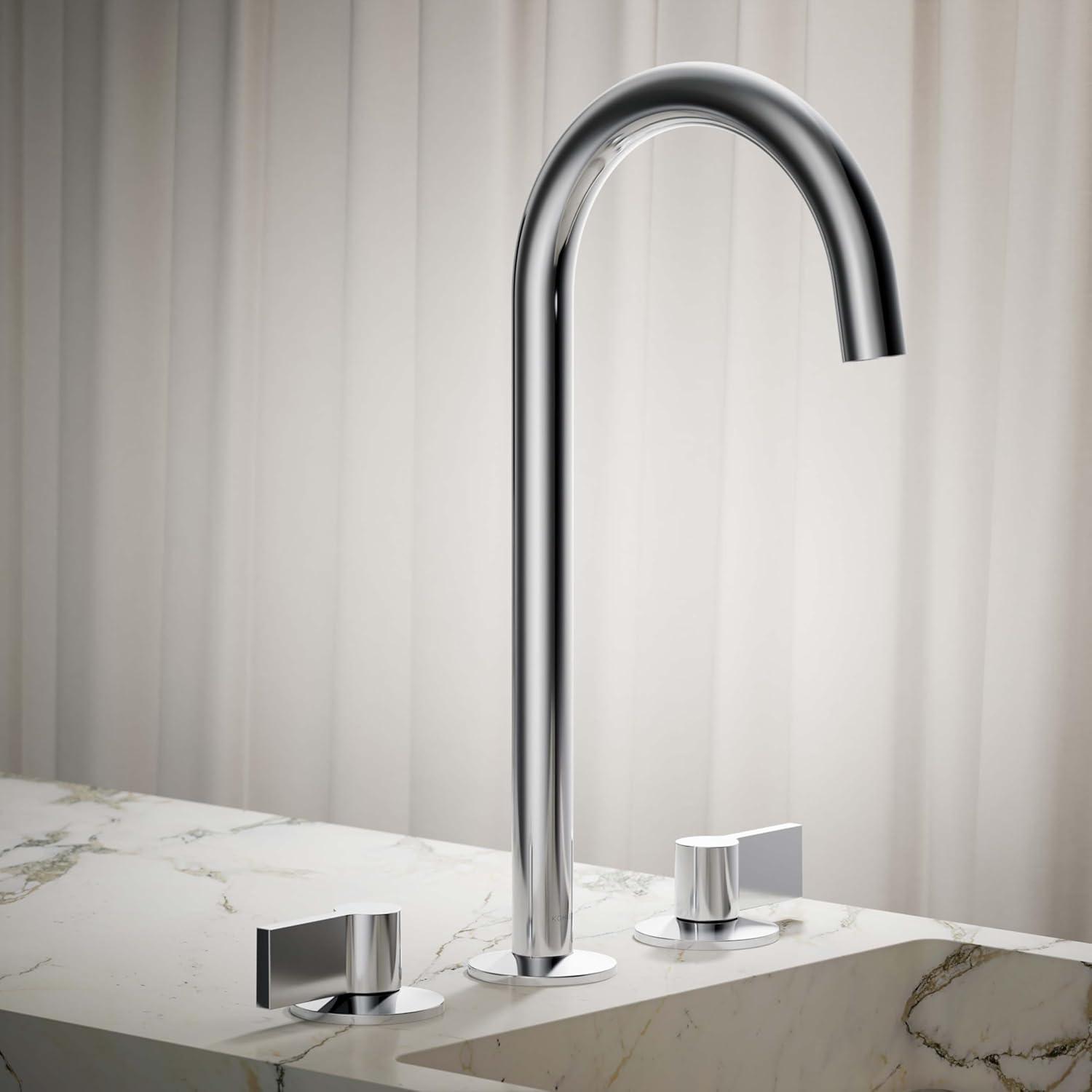 Polished Chrome Modern Sink Faucet Spout with Laminar Flow Aerator