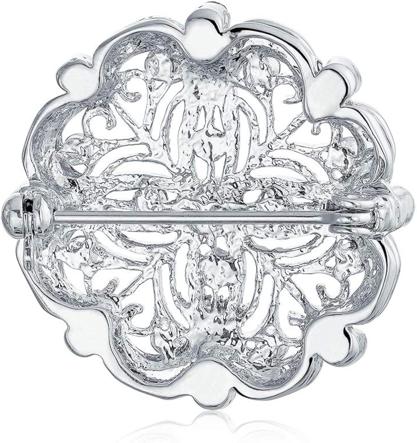 Rhinestone Rose Brooch Pin for Women Girls Fashion Crystal Big Blossom Flower Brooch Lapel Pins Elegant Dress Accessories Jewelry Boutonniere Corsage for Hat Bag Suit Tie Gift Wedding Holiday