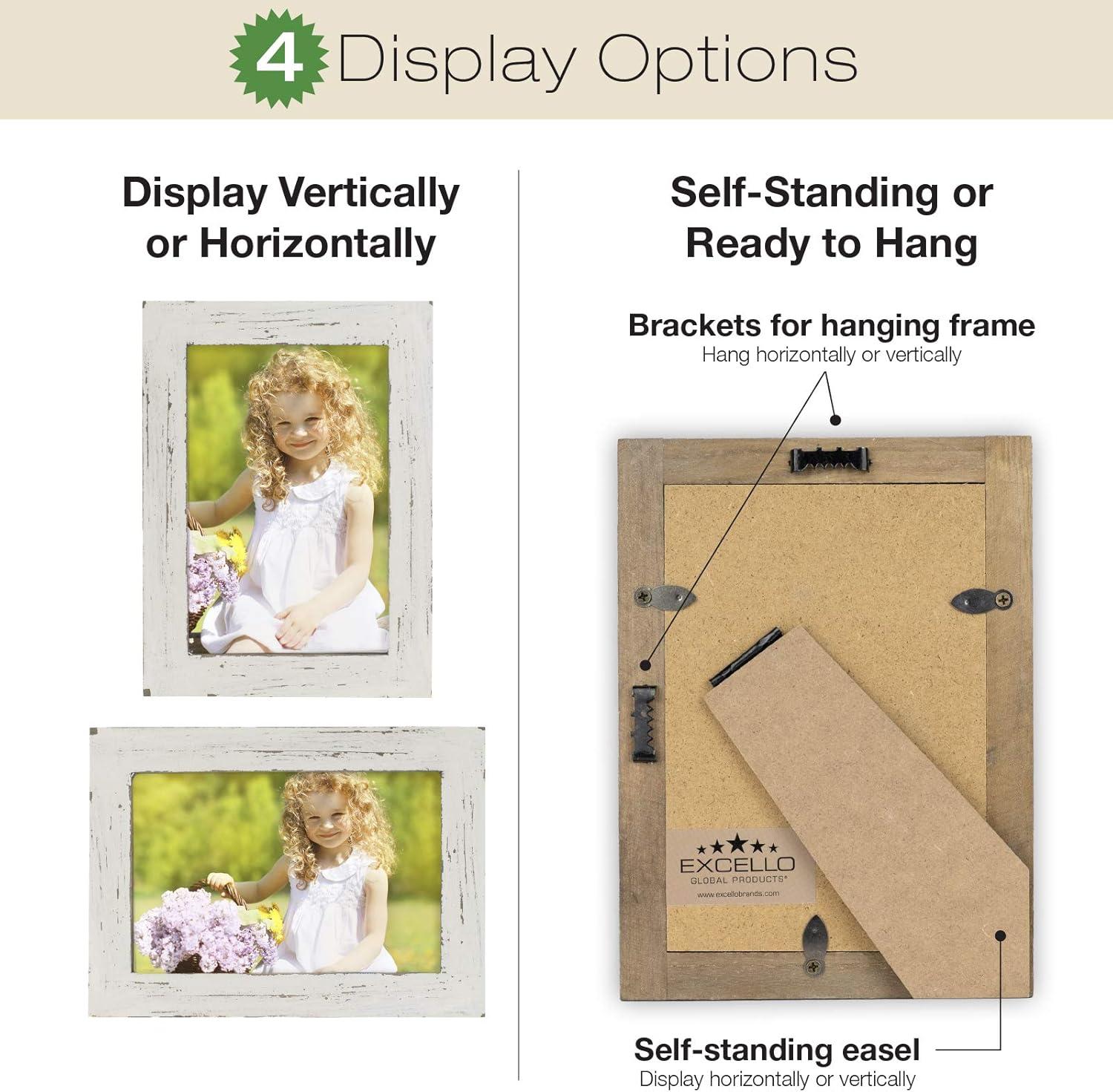 Excello Global EGP-HD-0442 Products Diagonal Collage Picture Frames Hold Three 4"x6" Photos, Wooden Picture Frames, White