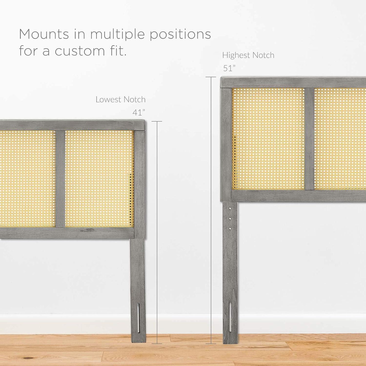 Modway Delmare Headboard – Full Size, Cane Woven Rattan, Gray Frame