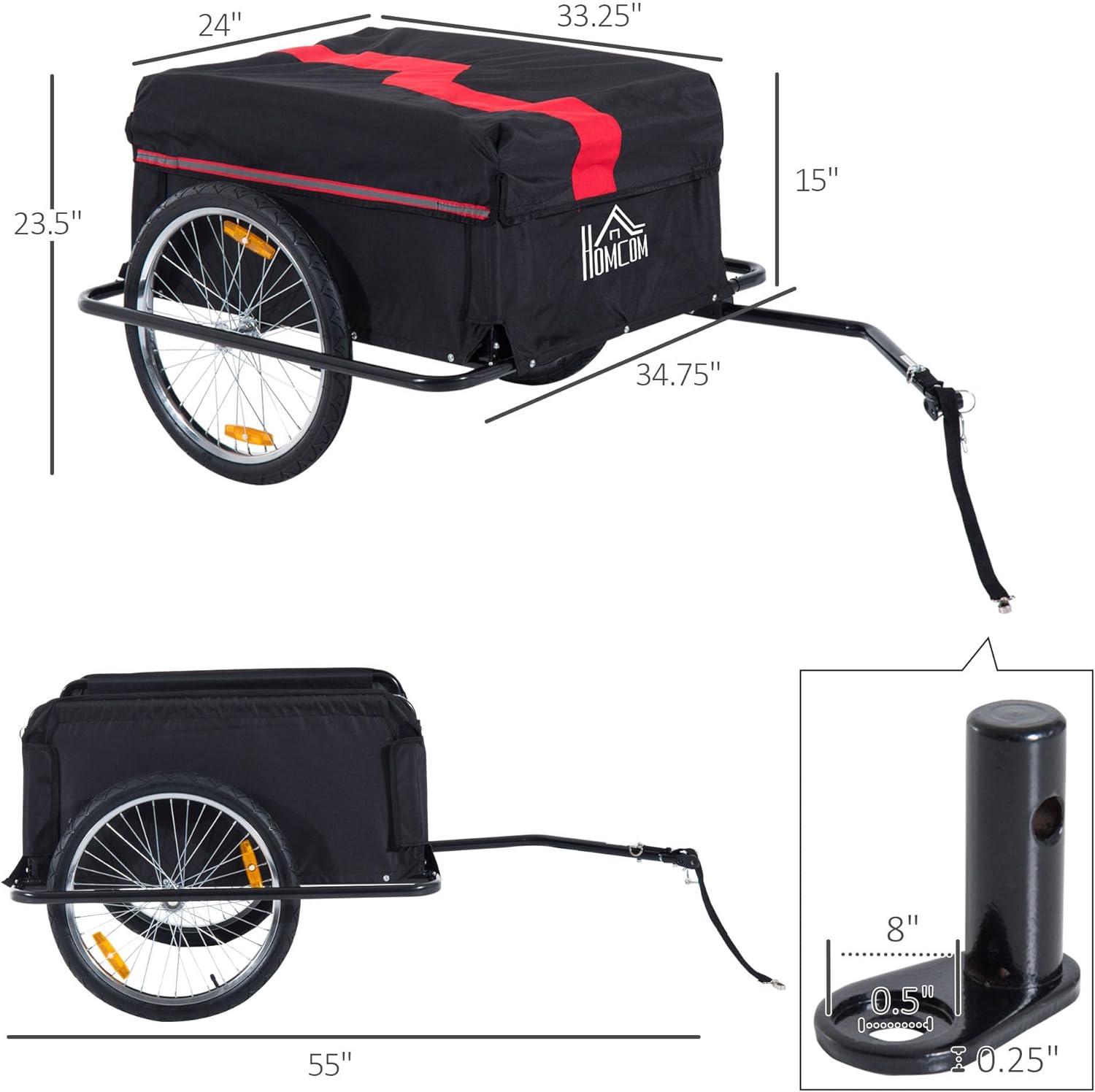 Aosom Black and Red Two-Wheel Bicycle Cargo Trailer