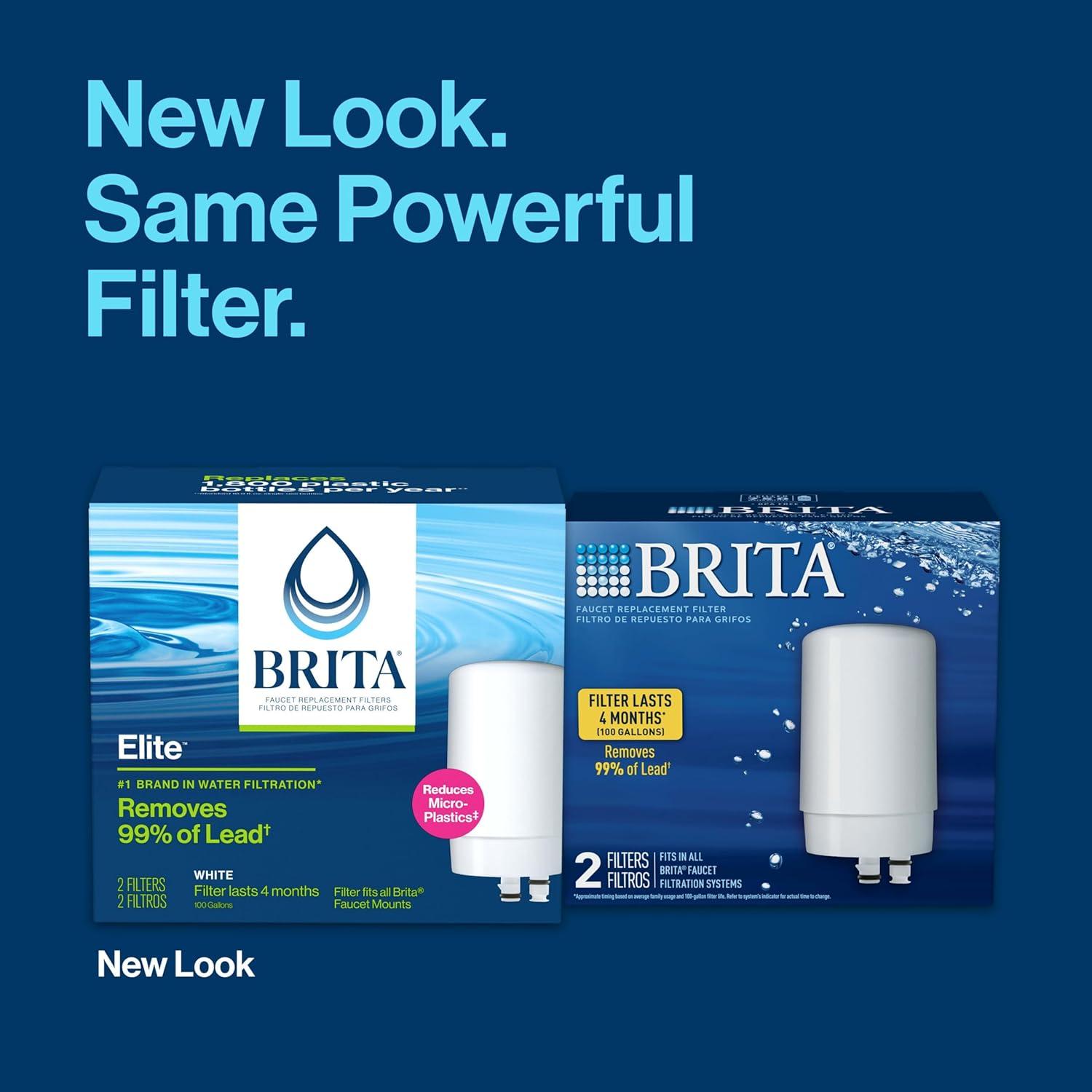 Brita White Faucet Water Filter Replacement Cartridges, 2-Pack