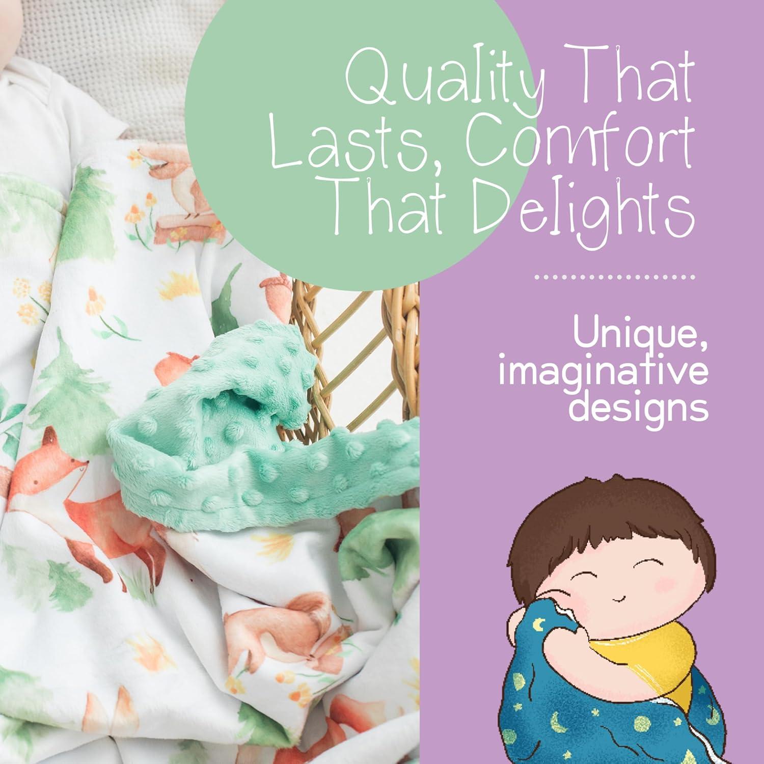 Premium Soft Plush Lightweight Minky Dot Toddler Baby Blanket for Newborn 30"x40" - Soft Baby Blanket for Boys and Girls - (Forest Friends) Unisex