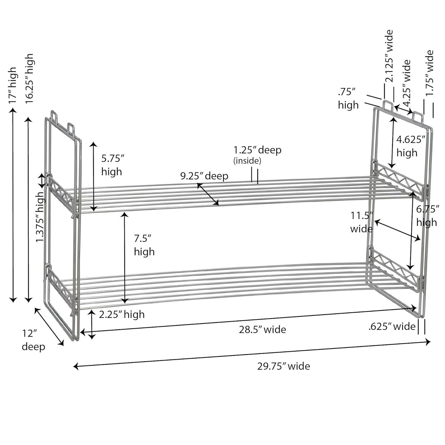 Chrome Stackable Two-Tier Shoe Rack with Flat Shelves