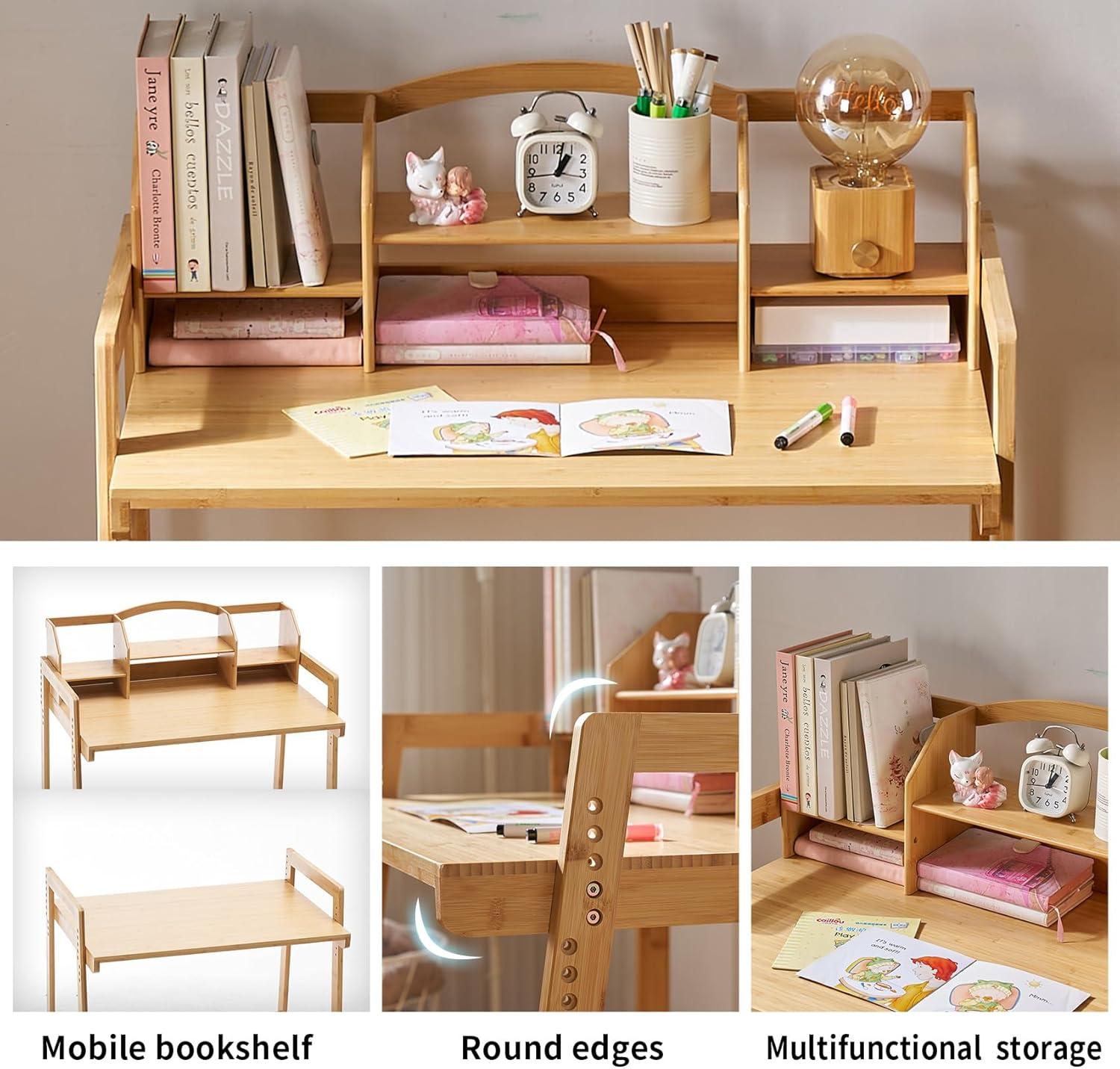 Nature Bamboo Adjustable Kids Desk and Chair Set