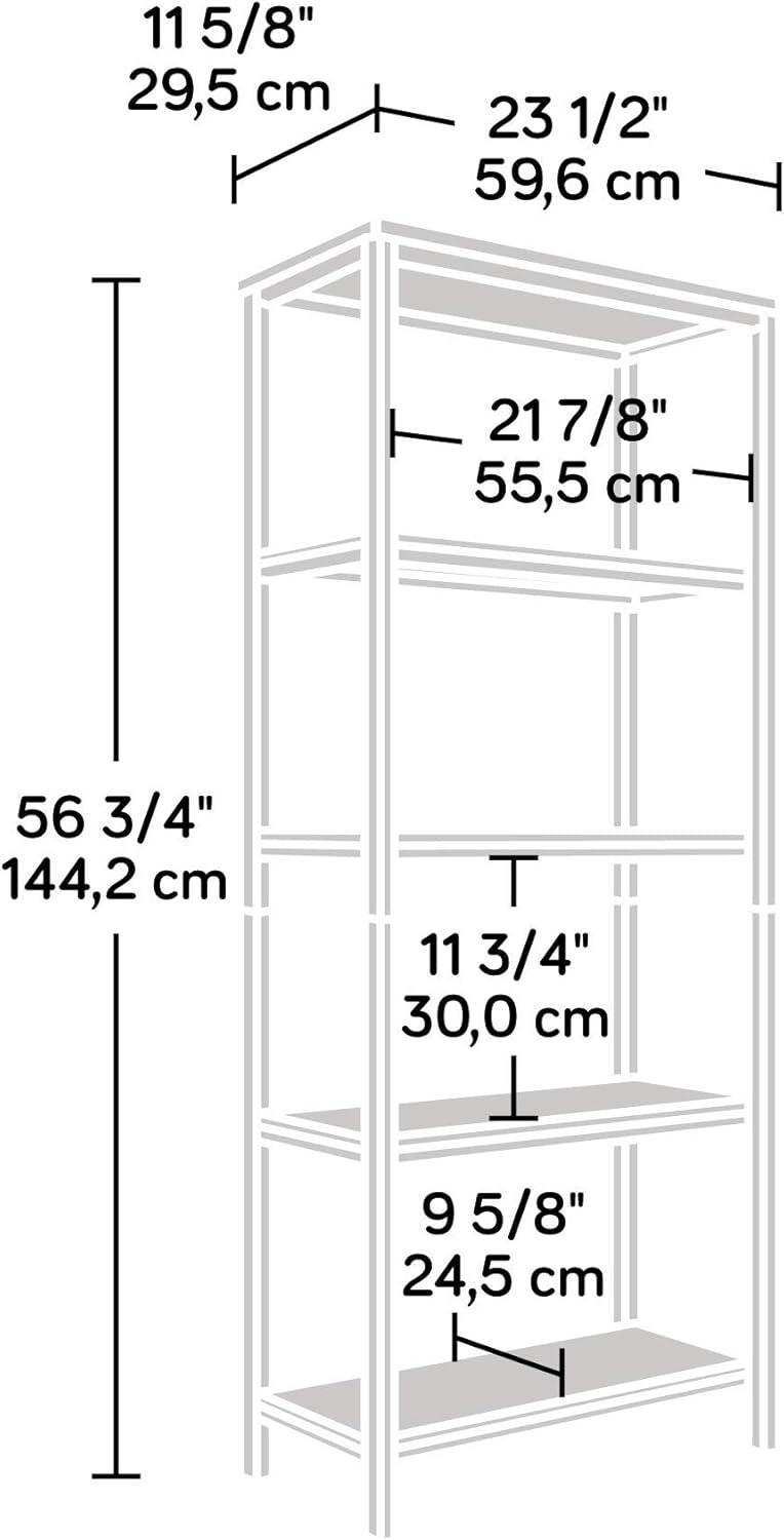 Sauder 56" North Avenue Tall Bookshelf Charter Oak: Scandinavian Style, 4-Tier Metal Frame Shelving