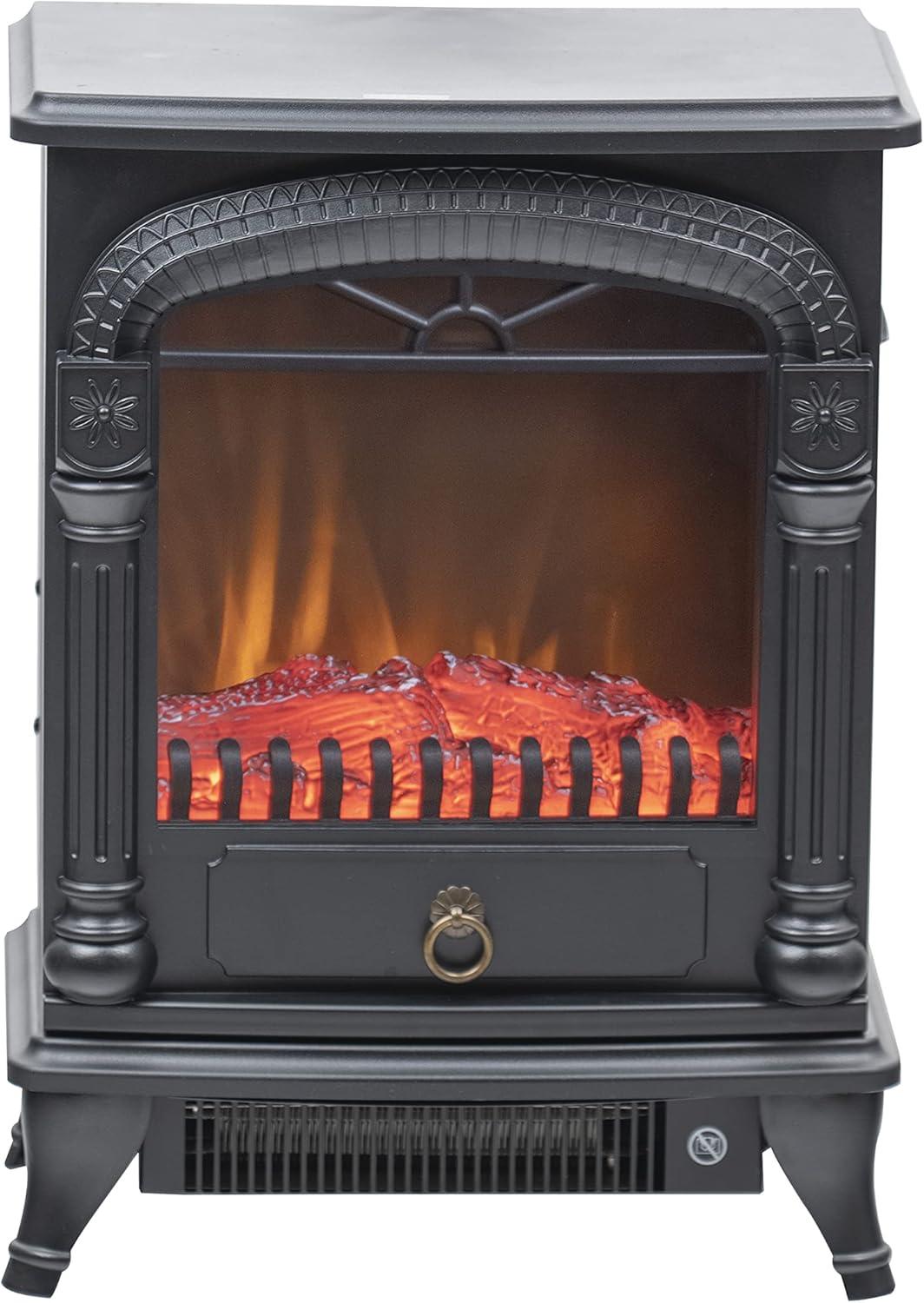 Comfort Zone CZFP4 Ceramic Electric Fireplace Stove Fan-Forced Heater - Black