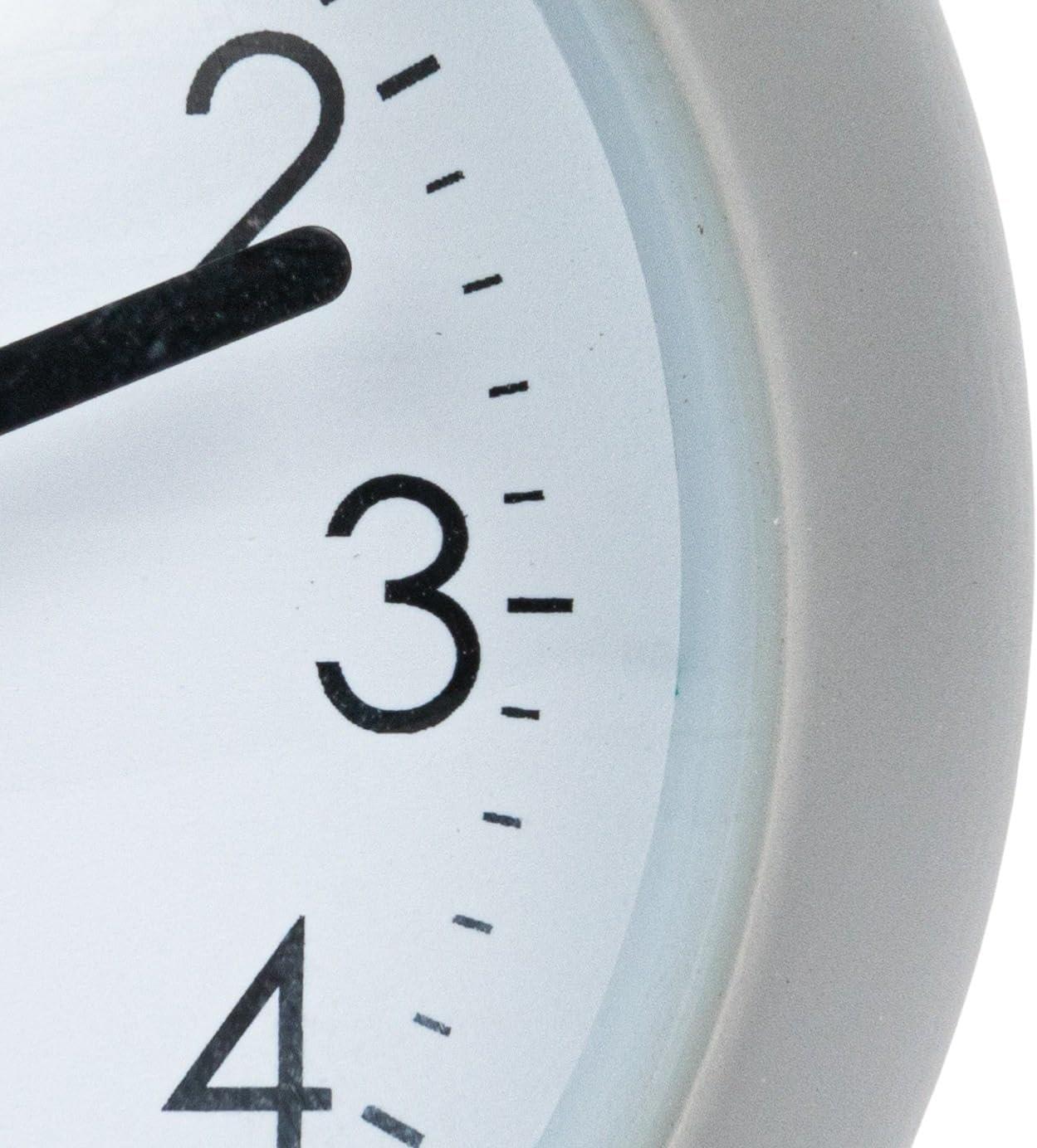 Creative Co-Op Round Metal Table Clock with Alarm, White