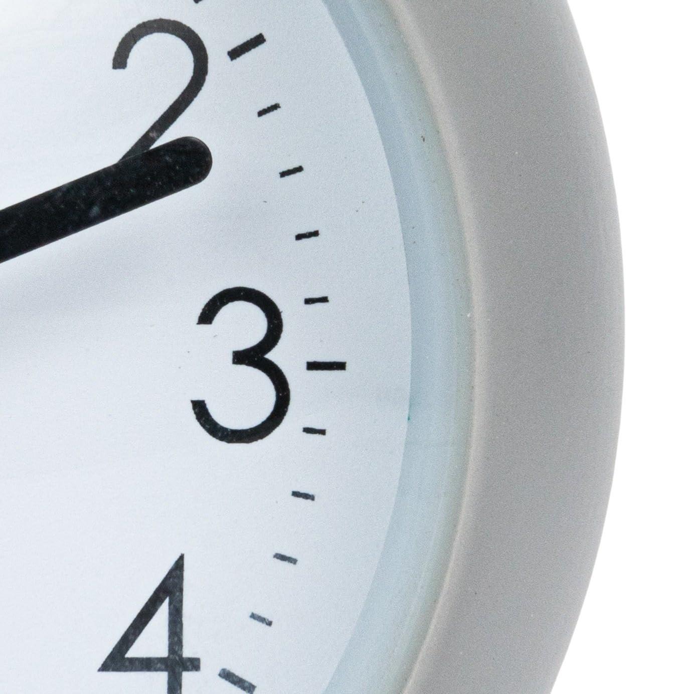 Creative Co-Op Round Metal Table Clock with Alarm, White