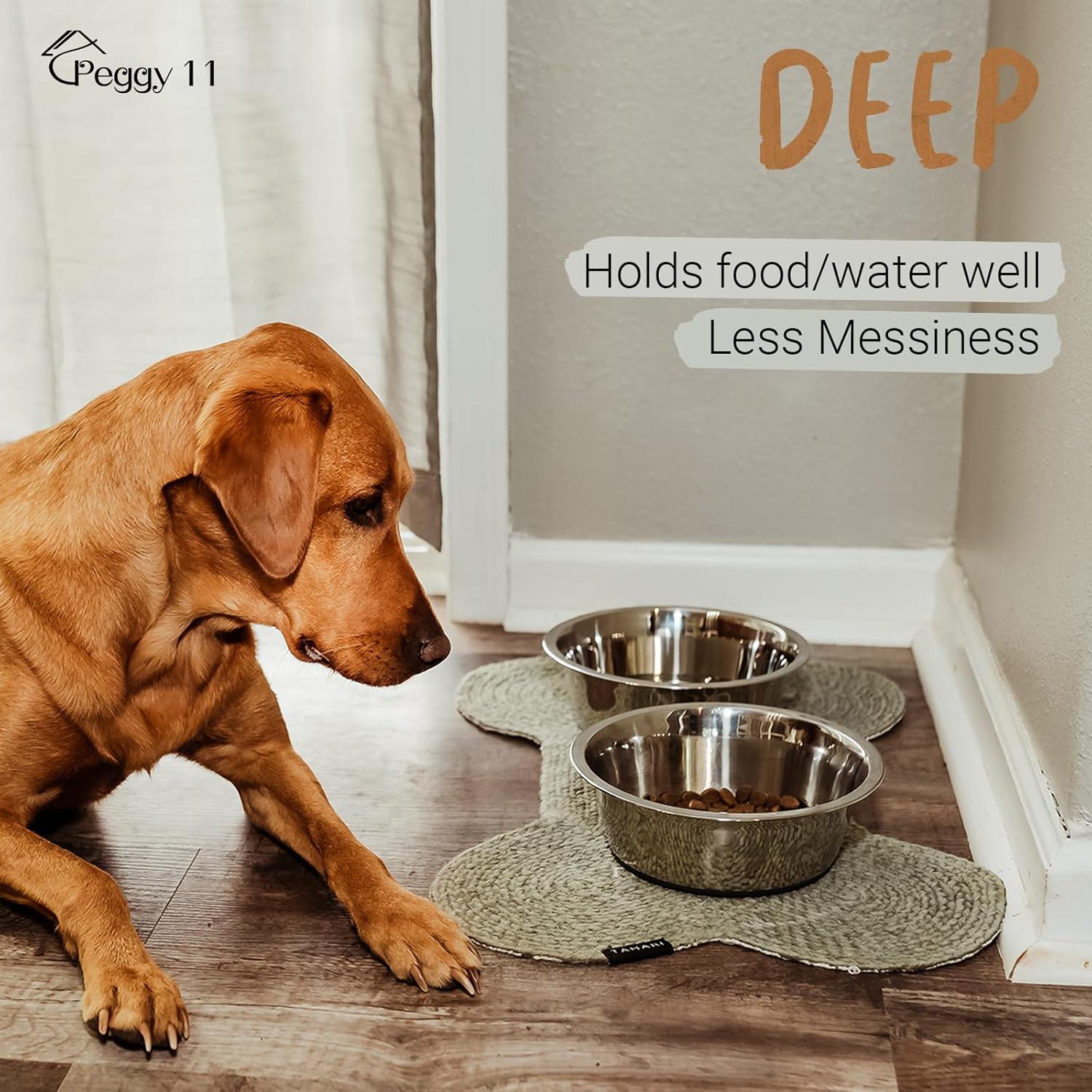 PEGGY11 Deep Stainless Steel MMF7 Anti-Slip Dog Bowls - 2-Pack, 2 Cups