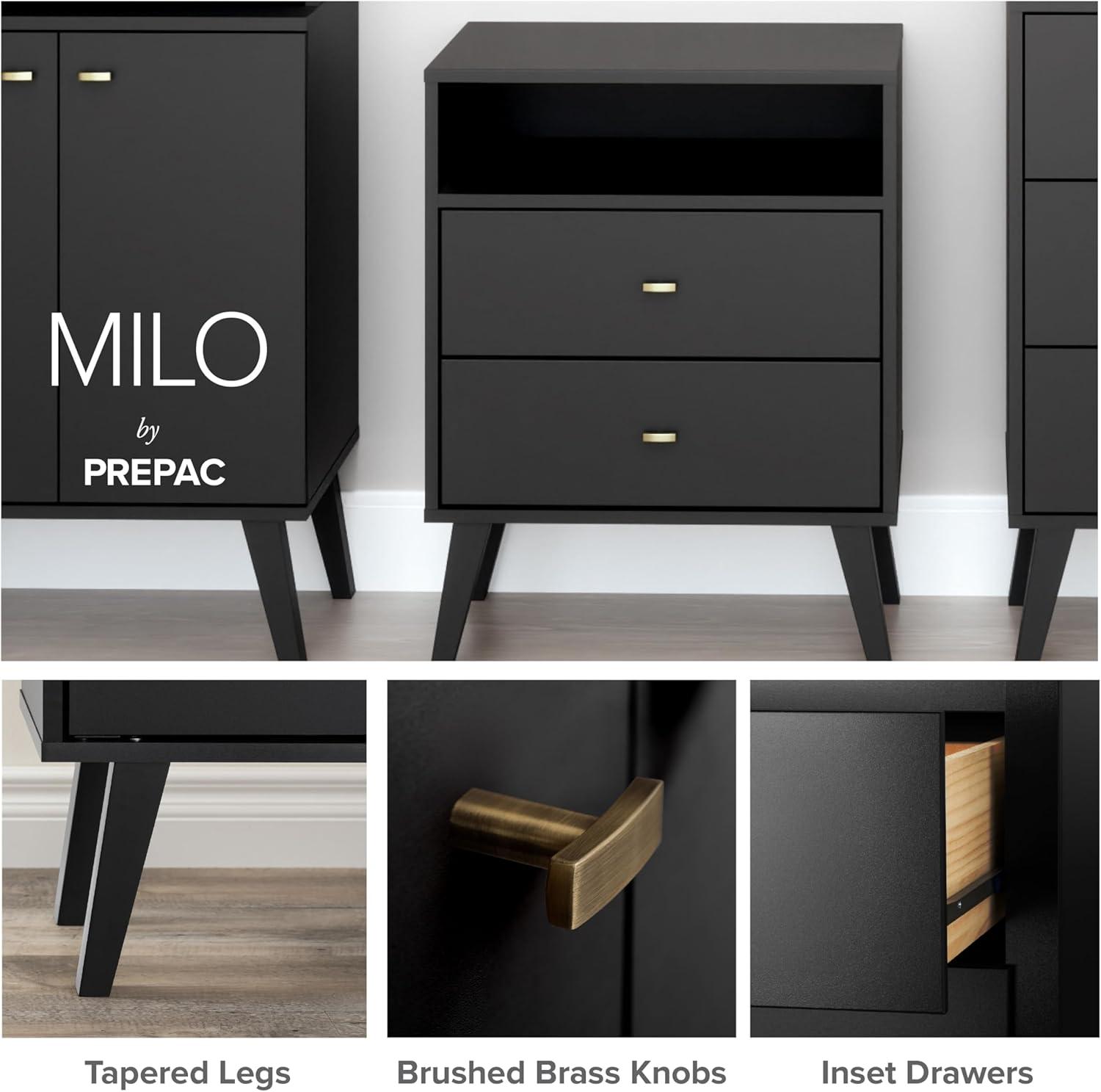 Prepac Milo Mid Century Modern 4-Drawer Vertical Chest, Black