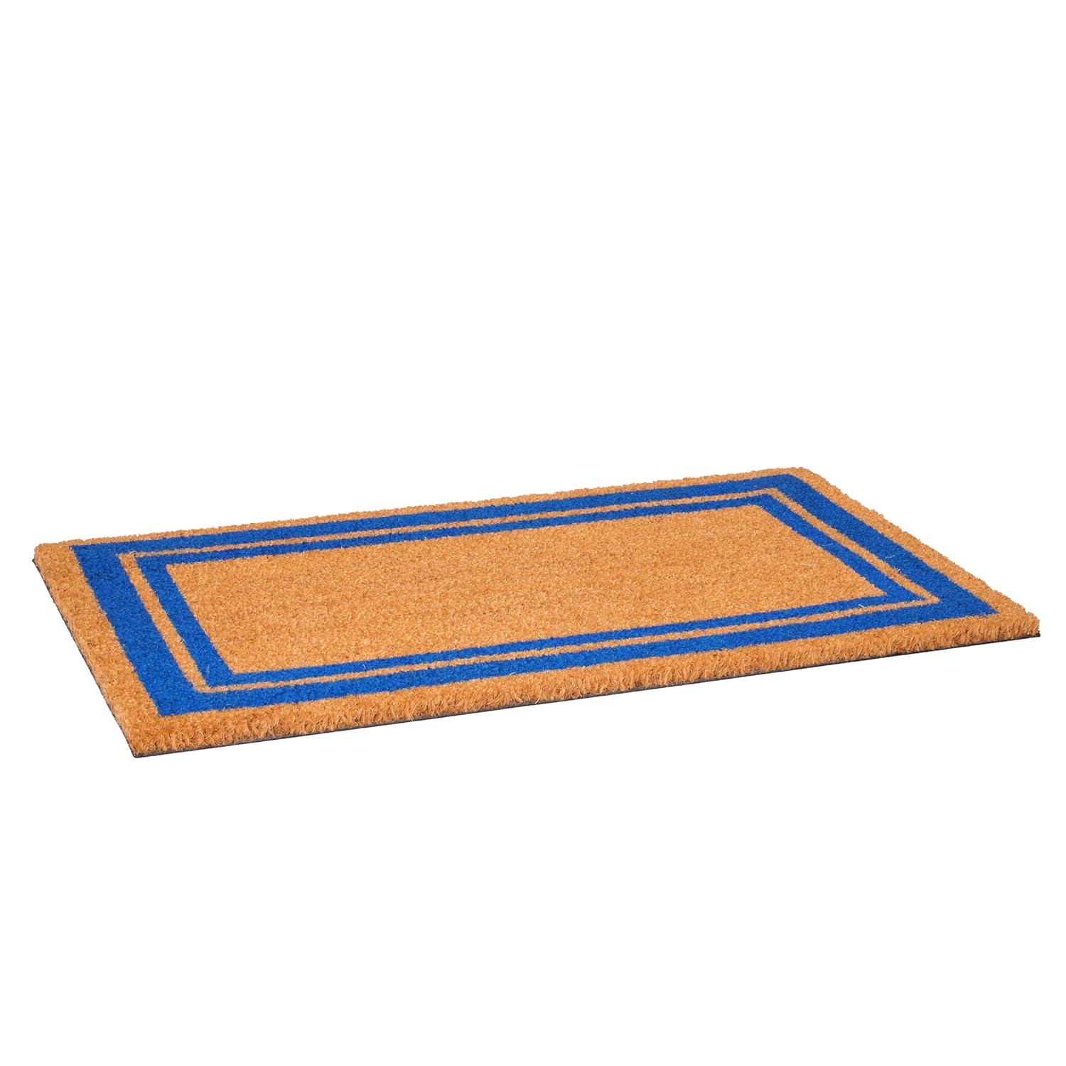 Callowaymills 2-ft x 3-ft Natural/Blue Coir/Vinyl Rectangular Indoor or outdoor Decorative Door mat