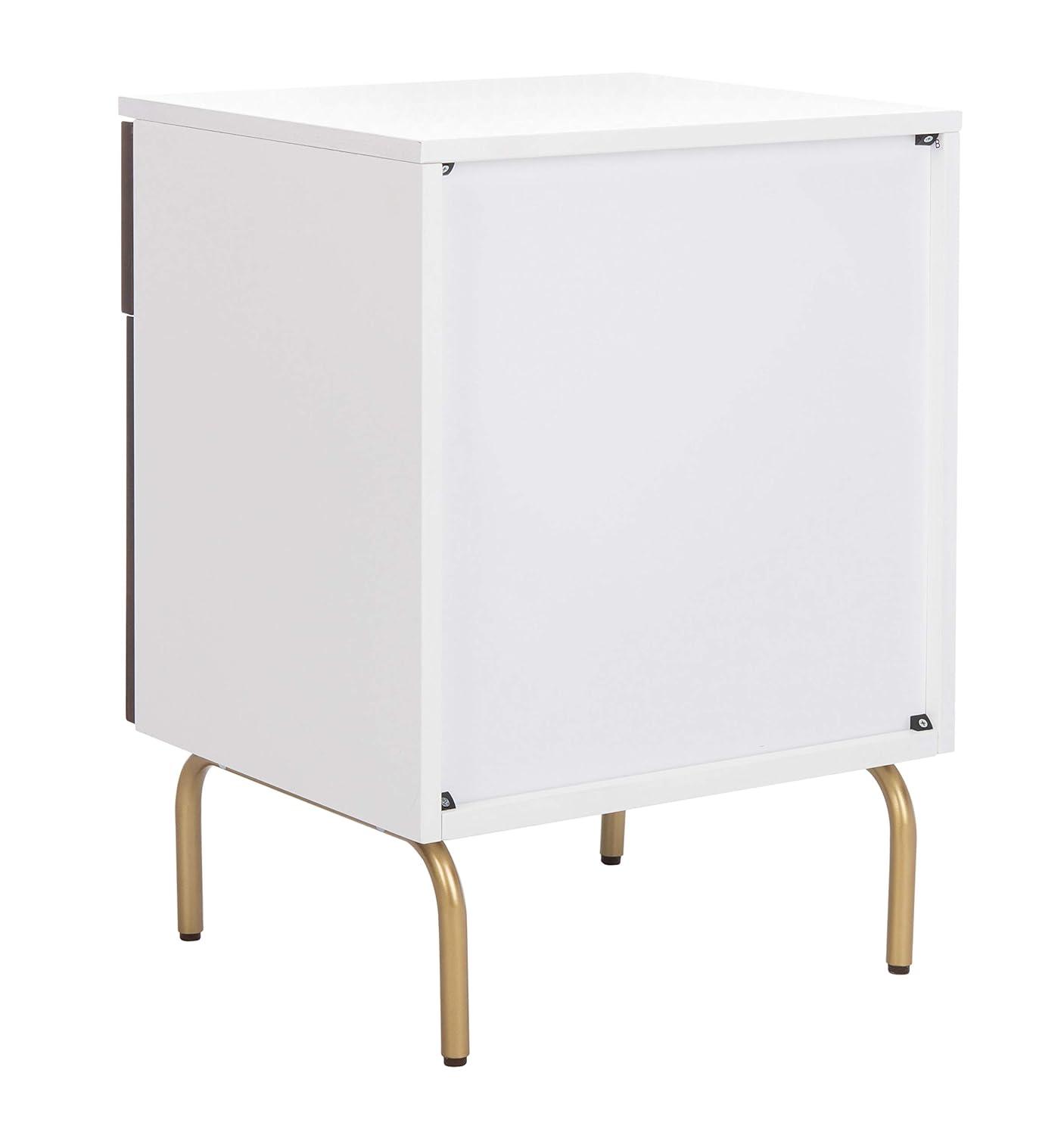 Genevieve 2 Drawer Nightstand - Walnut/White/Gold - Safavieh.