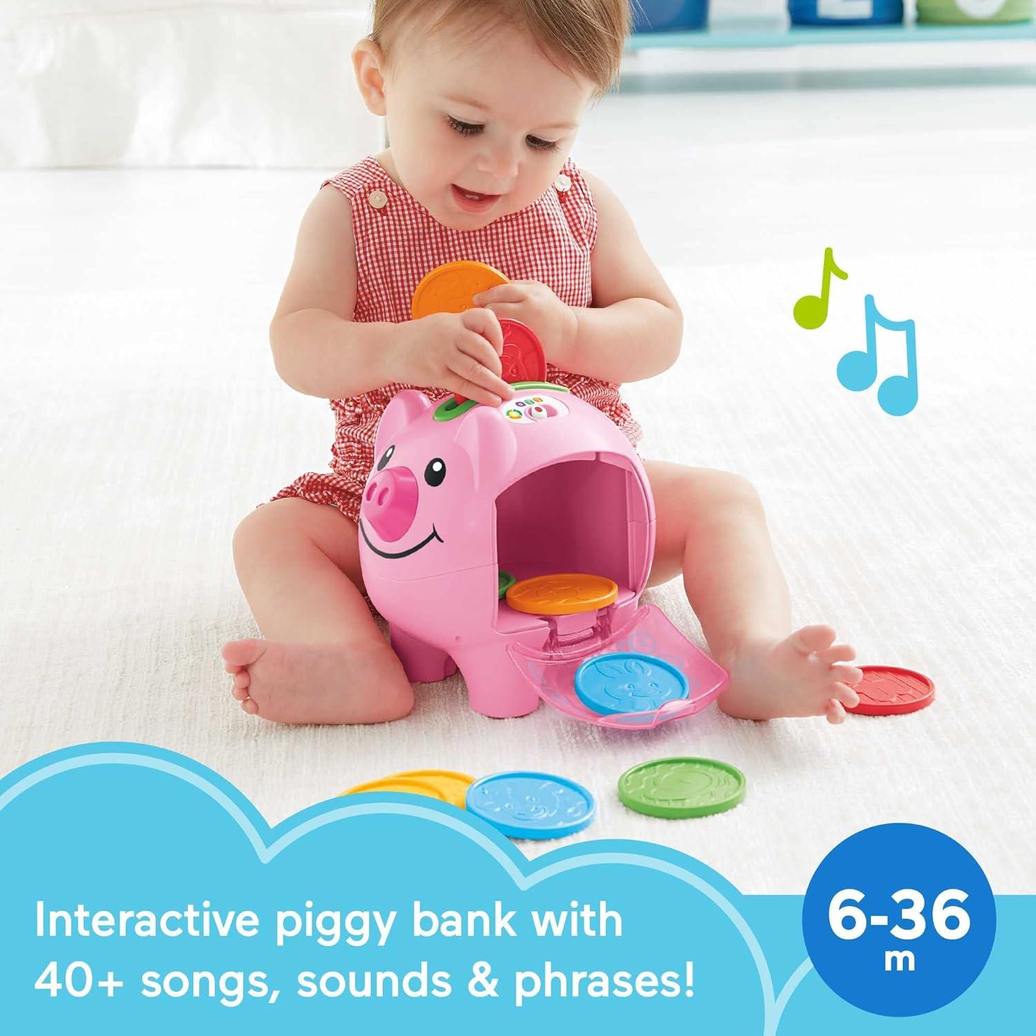 Fisher-Price Laugh & Learn Smart Stages Piggy Bank, Interactive Baby Toy