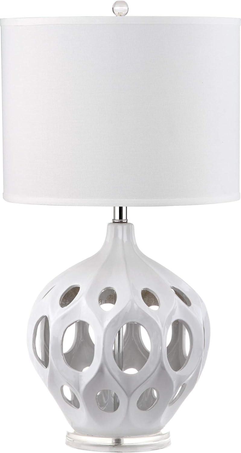 Regina White Ceramic 29-inch Table Lamp with Cotton Shade