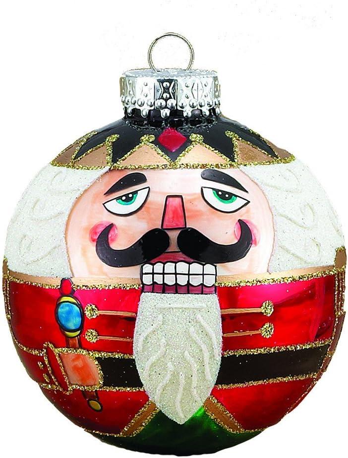 Kurt Adler Nutcracker Design Glass Ball Ornament, 80mm