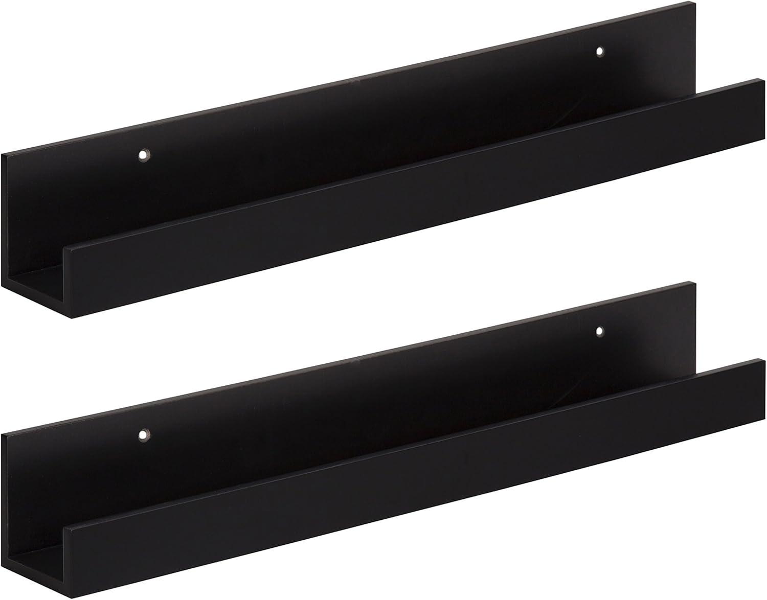 24" x 3.3" 2pc Decorative Wall Shelf Set Black - Uniek