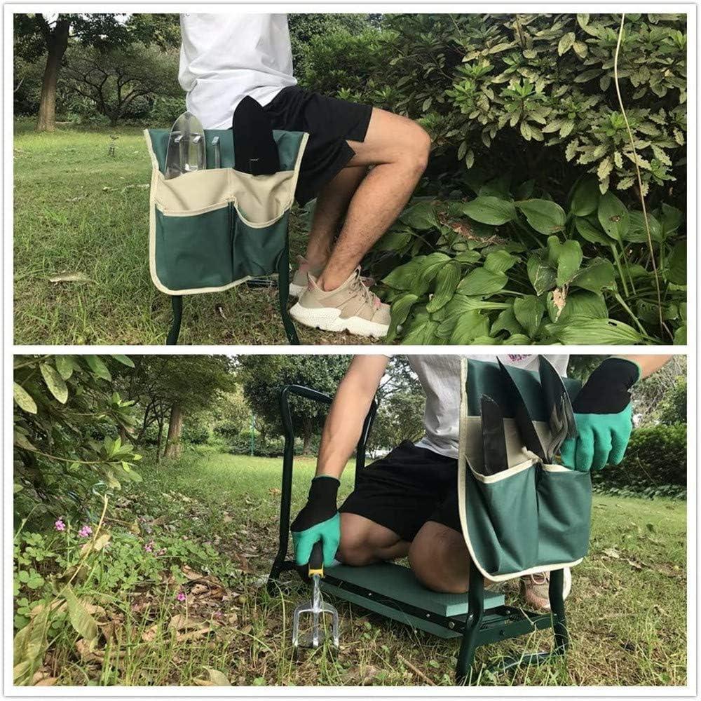 Green Foldable Garden Kneeler Seat with Tool Pouch