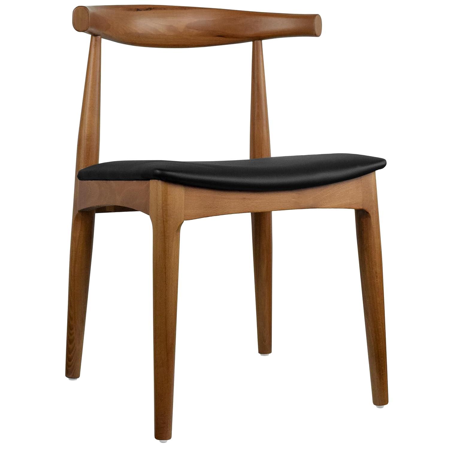 2xhome Set of 2 Solid Wood Farmhouse Dining Elbow Chairs with PU Leather Cushion Seats - Kennedy Presidential Accent Armchairs for Kitchen Dining Room or Office, Espresso