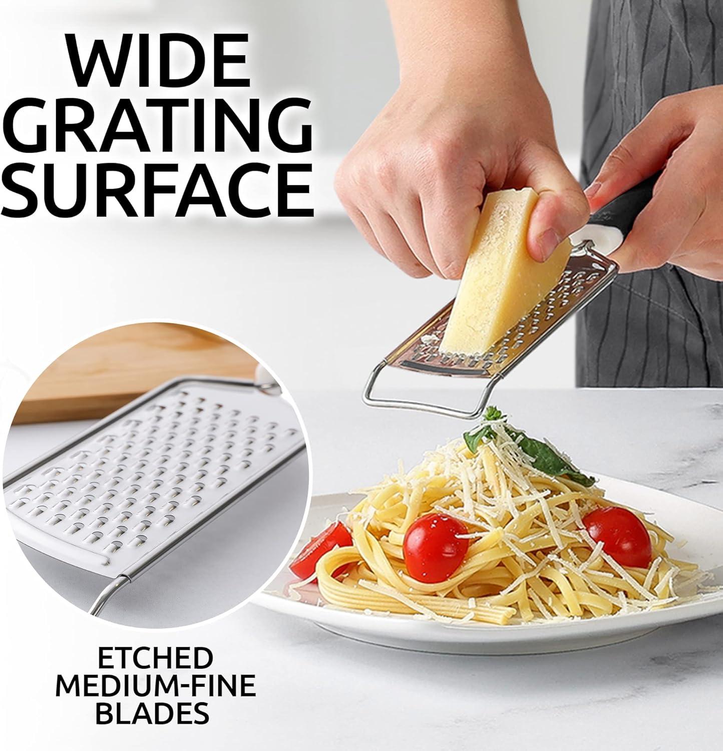 Zulay Kitchen Professional Stainless Steel Flat Handheld Cheese Grater