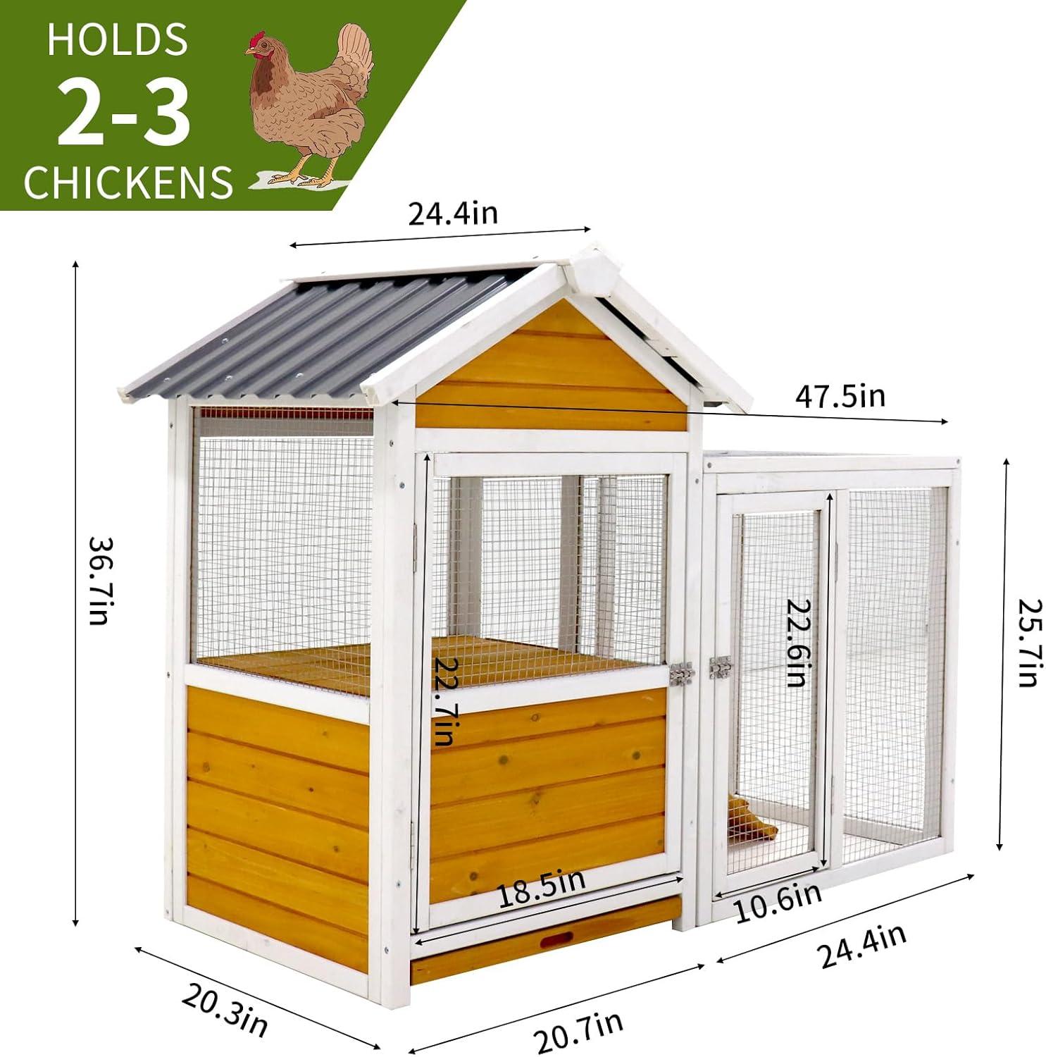 Large Yellow and White Wooden Duck and Chicken Coop