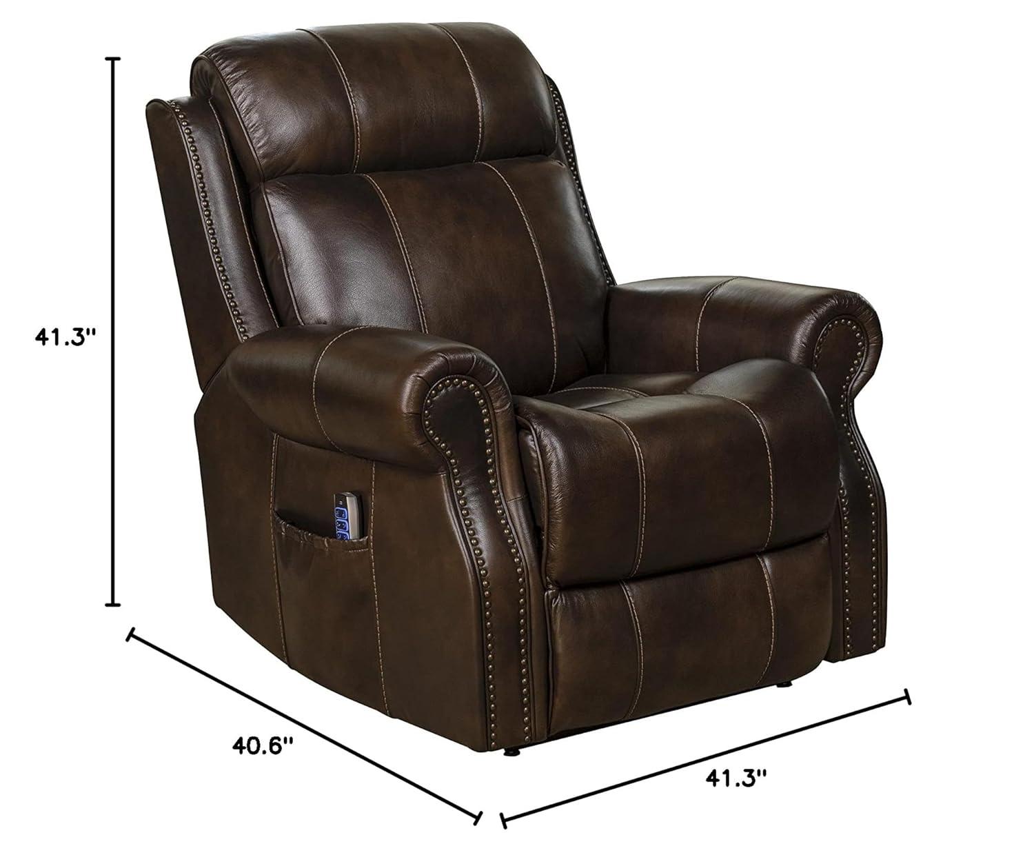 Classic Tonya Brown Leather Power Lift Recliner with Dual Motor