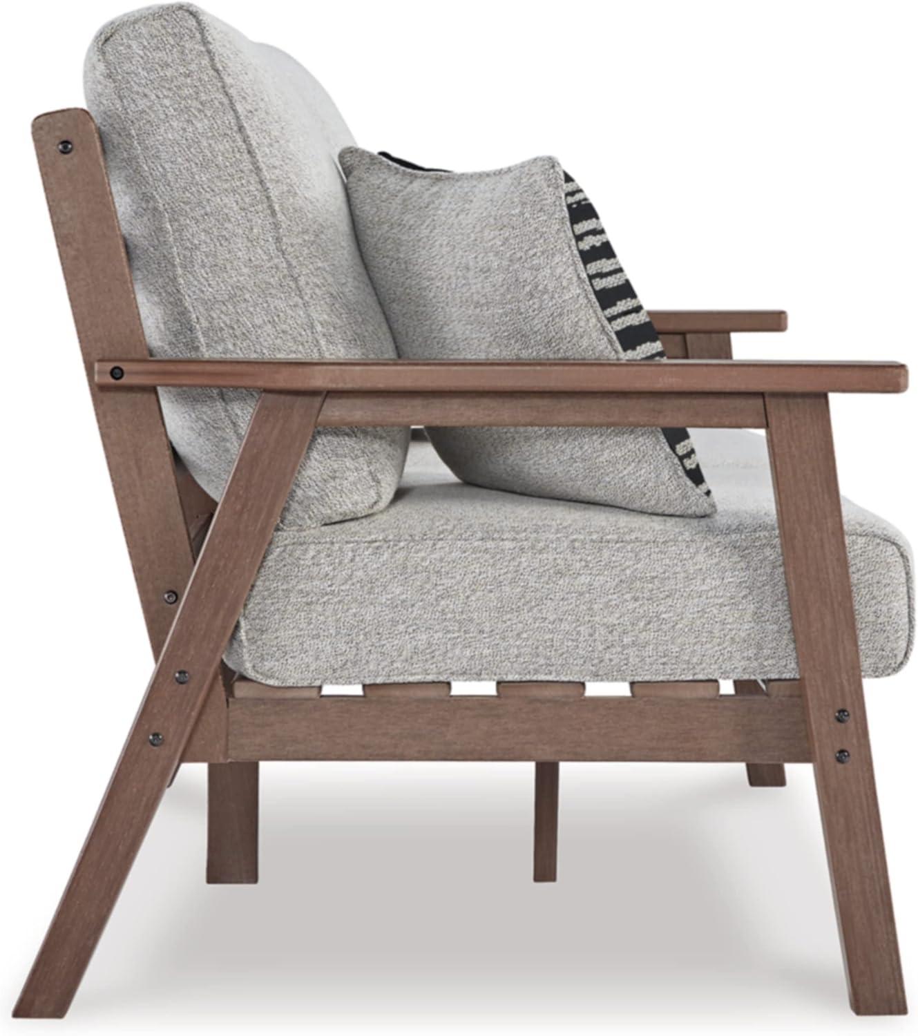 Gray Transitional Wood Frame Two-Seater Outdoor Loveseat