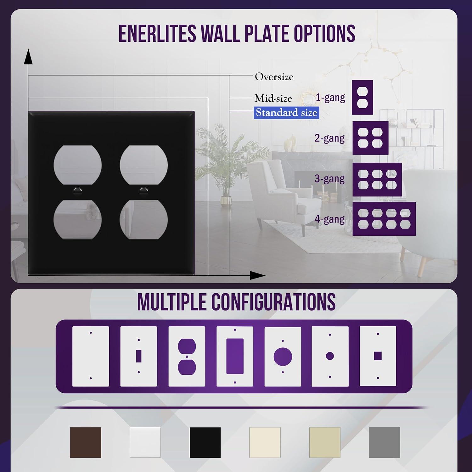 Black Polycarbonate 2-Gang Duplex Wall Plate