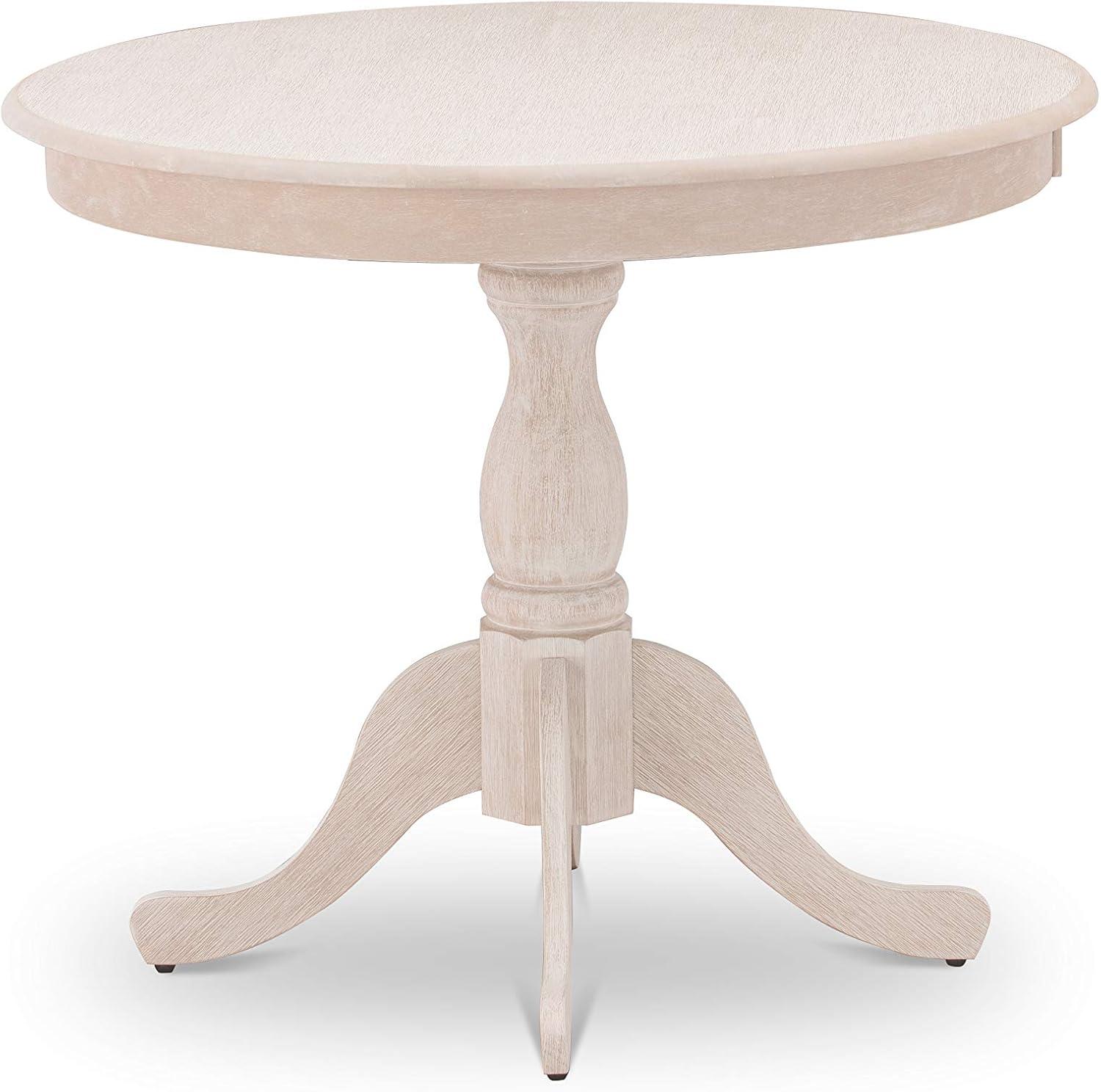 Contemporary Butter Cream Round Rubberwood Dining Table, 36"