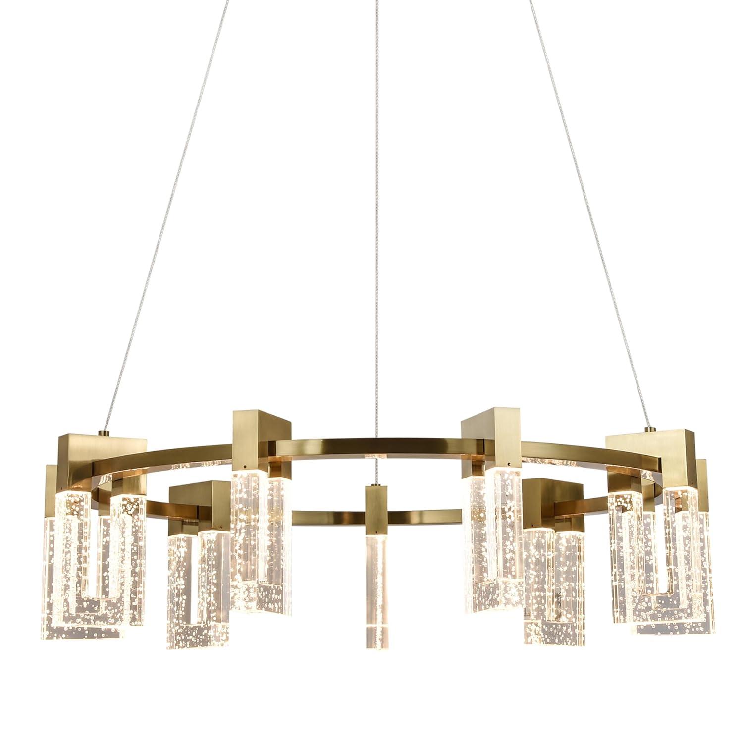 Sorrento 27-in Ring 9-Light Height Adjustable ETL Certified Integrated LED Circular Chandelier