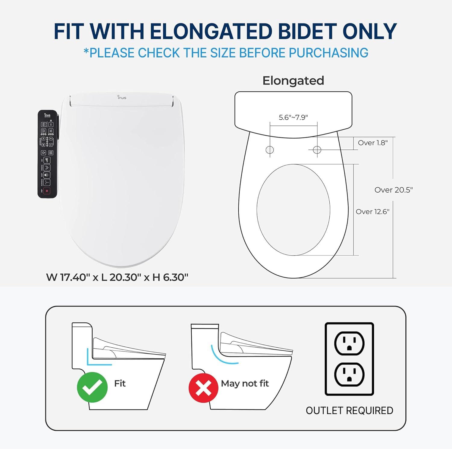 INUS Elongated Toilet Seat Bidet IST-N32