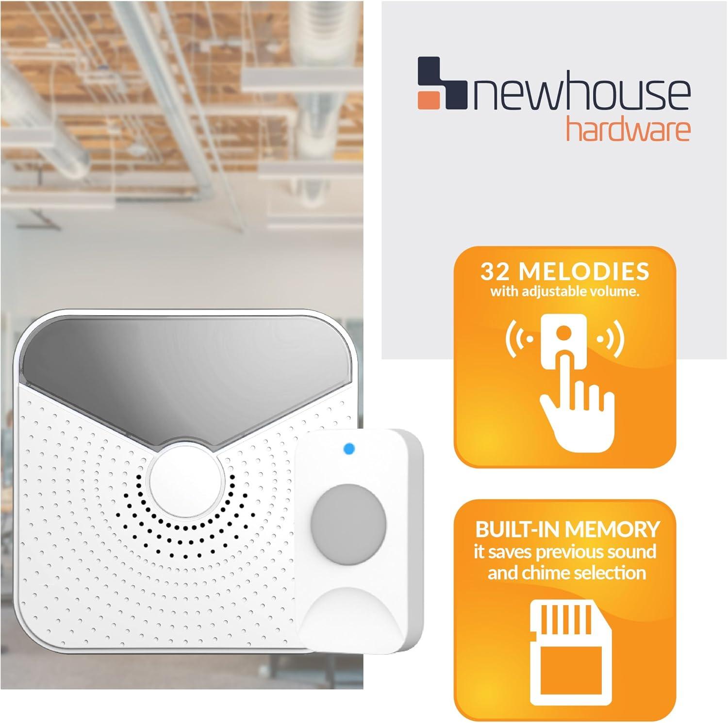 Newhouse Hardware Battery-Operated Wireless Chime with Flashing LED Light for Hearing Impaired