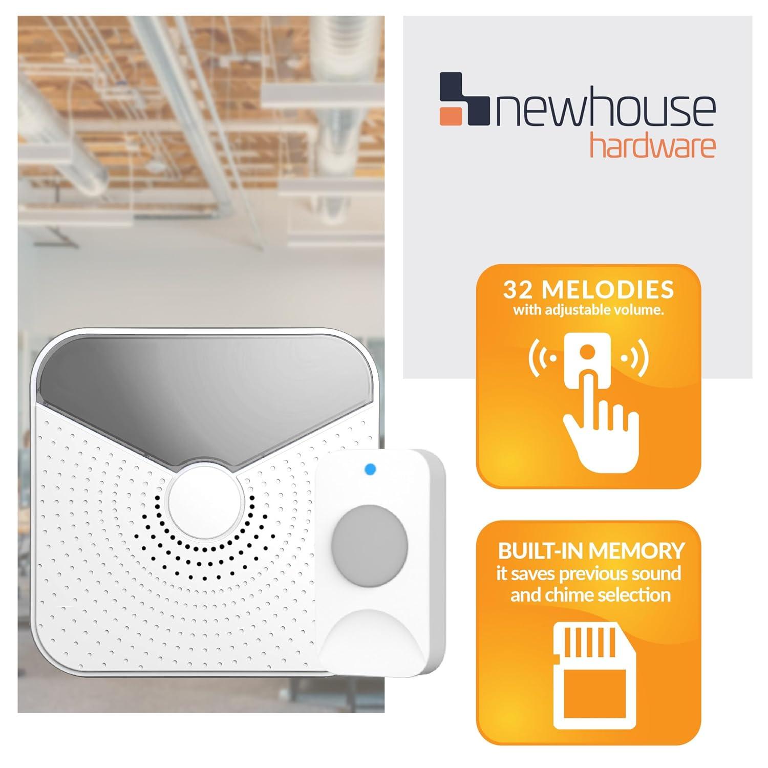 Newhouse Hardware Battery-Operated Wireless Chime with Flashing LED Light for Hearing Impaired