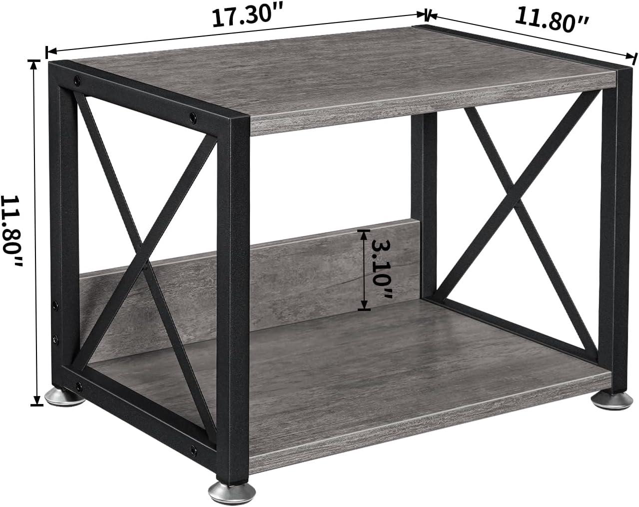 Gray MDF and Metal Two-Tier Desktop Printer Stand