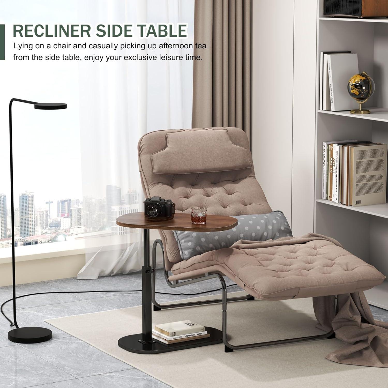 17 Stories C Shaped Side Table,Adjustable Height C Table End Table For Couch,360°Swivel Couch Side Tables Slide Laptop Desk For Sofa/Bed/Bathtub/Rotating Tabletop