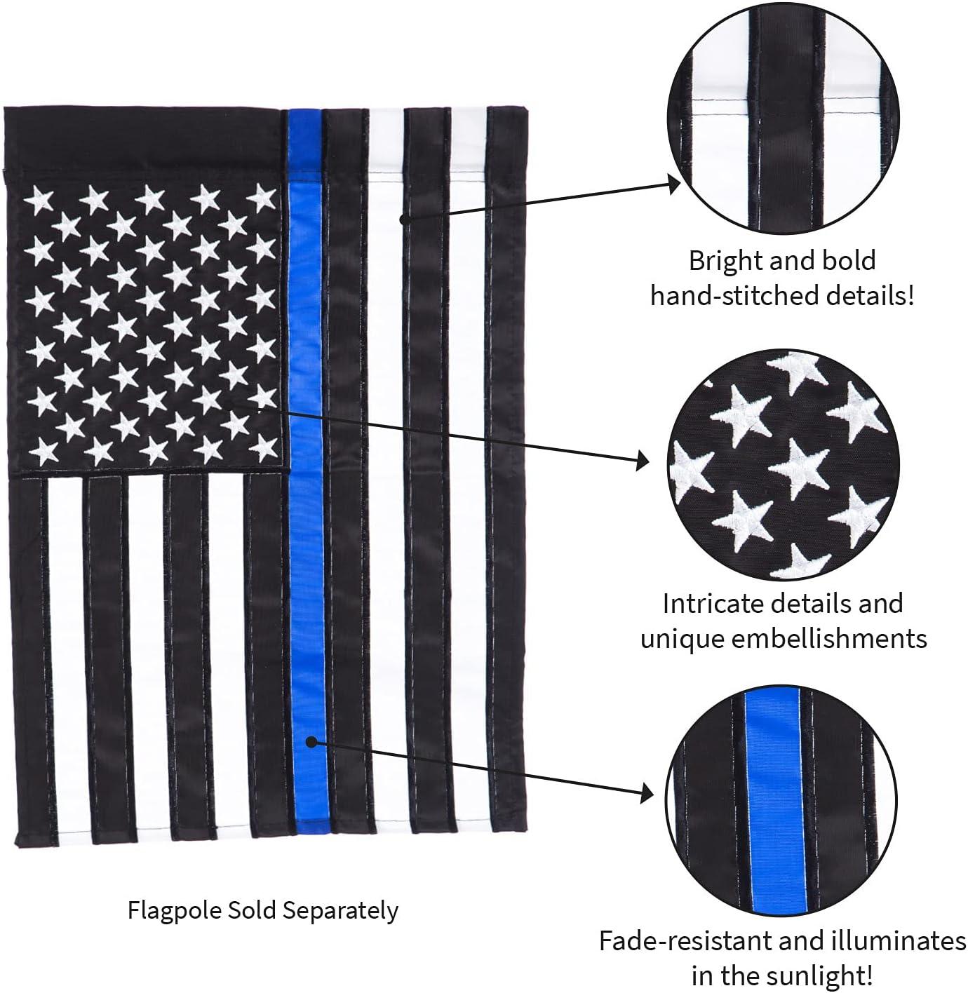 Evergreen Flag Thin Blue Line Garden Applique Flag 12.5 x 18 Inches Indoor Outdoor Decor