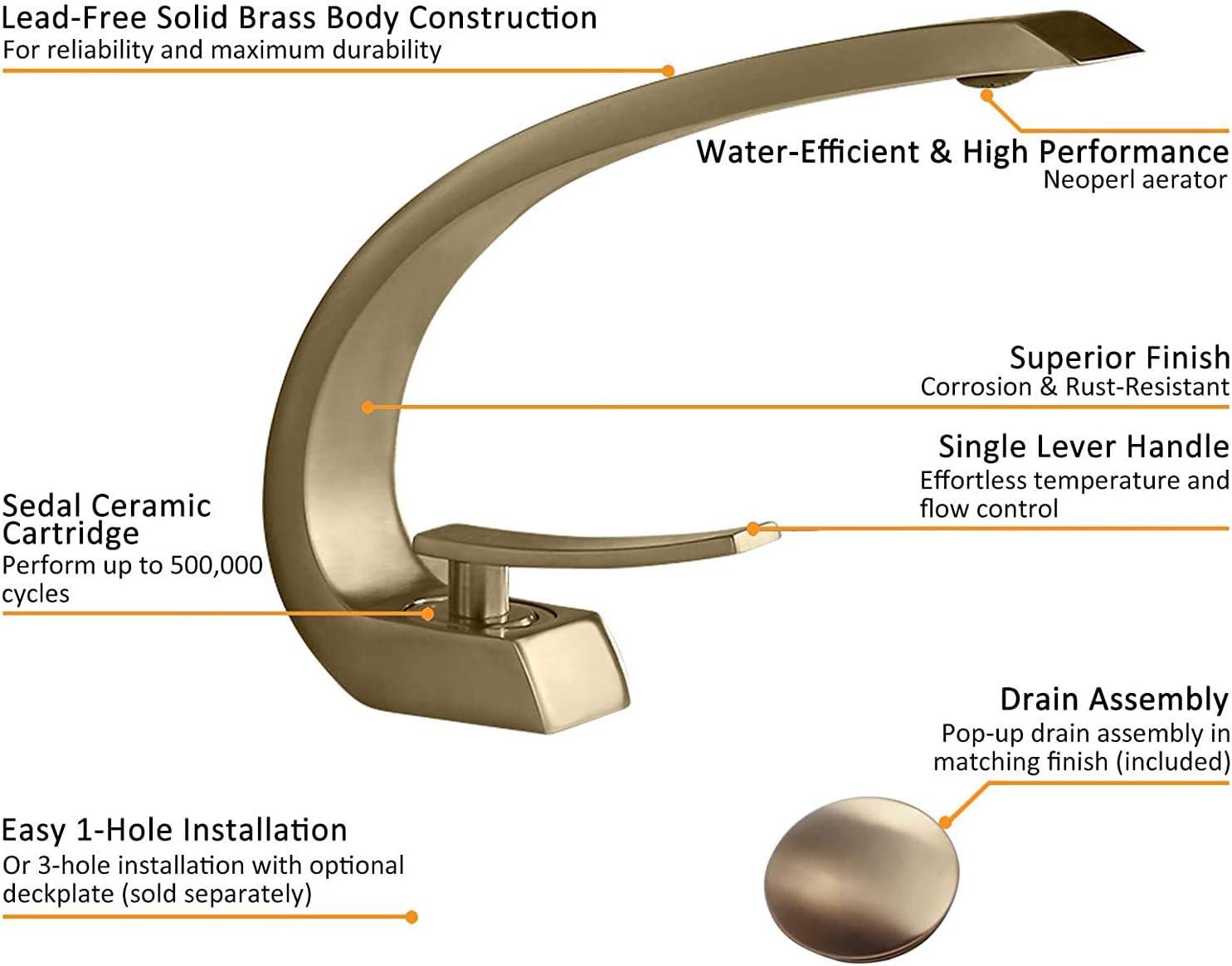 Glossy White and Chrome Curved Bathroom Faucet with Single Lever