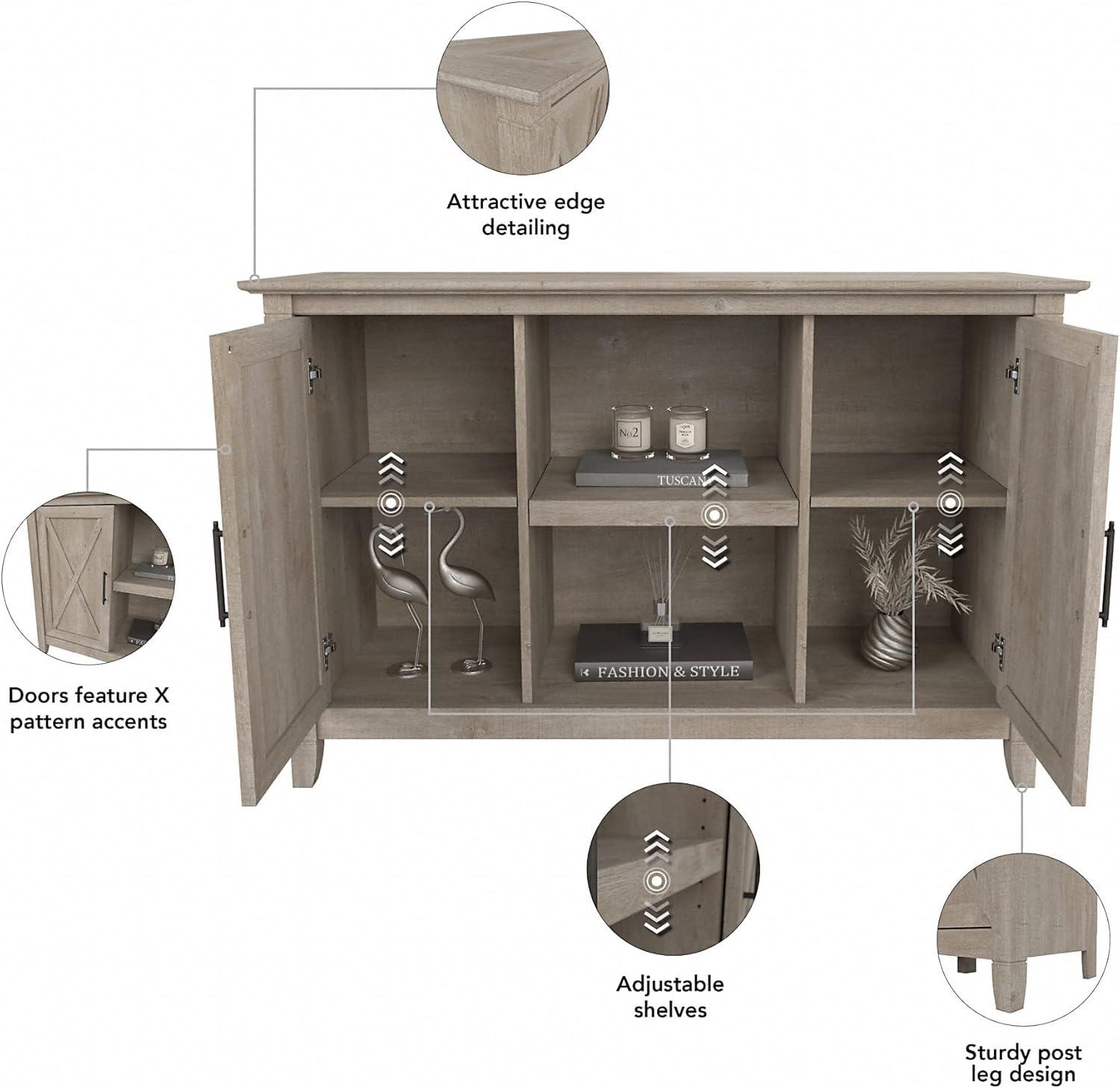 Key West Accent Cabinet with Doors in Washed Gray - Engineered Wood