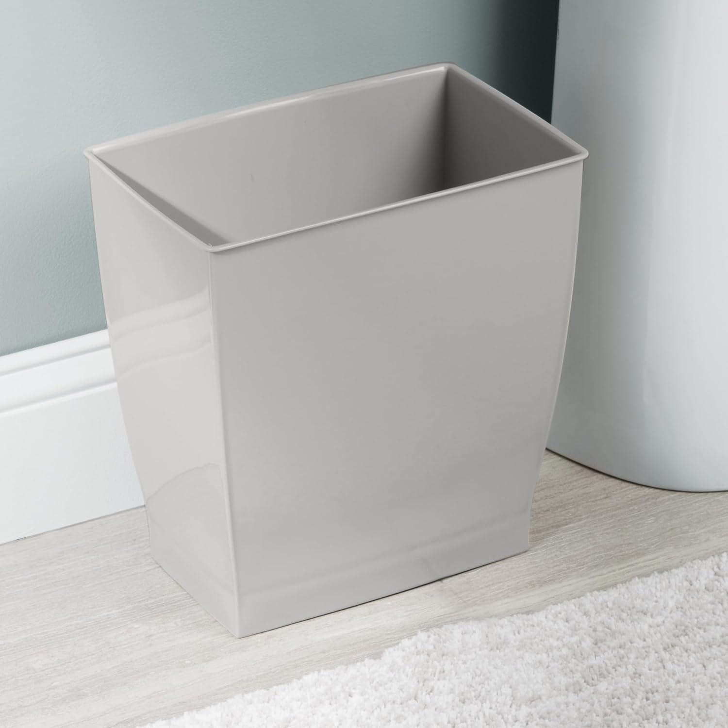 iDesign Mono BPA-Free Plastic Rectangular Waste Basket - 11.25" x 7.5" x 12", Gray
