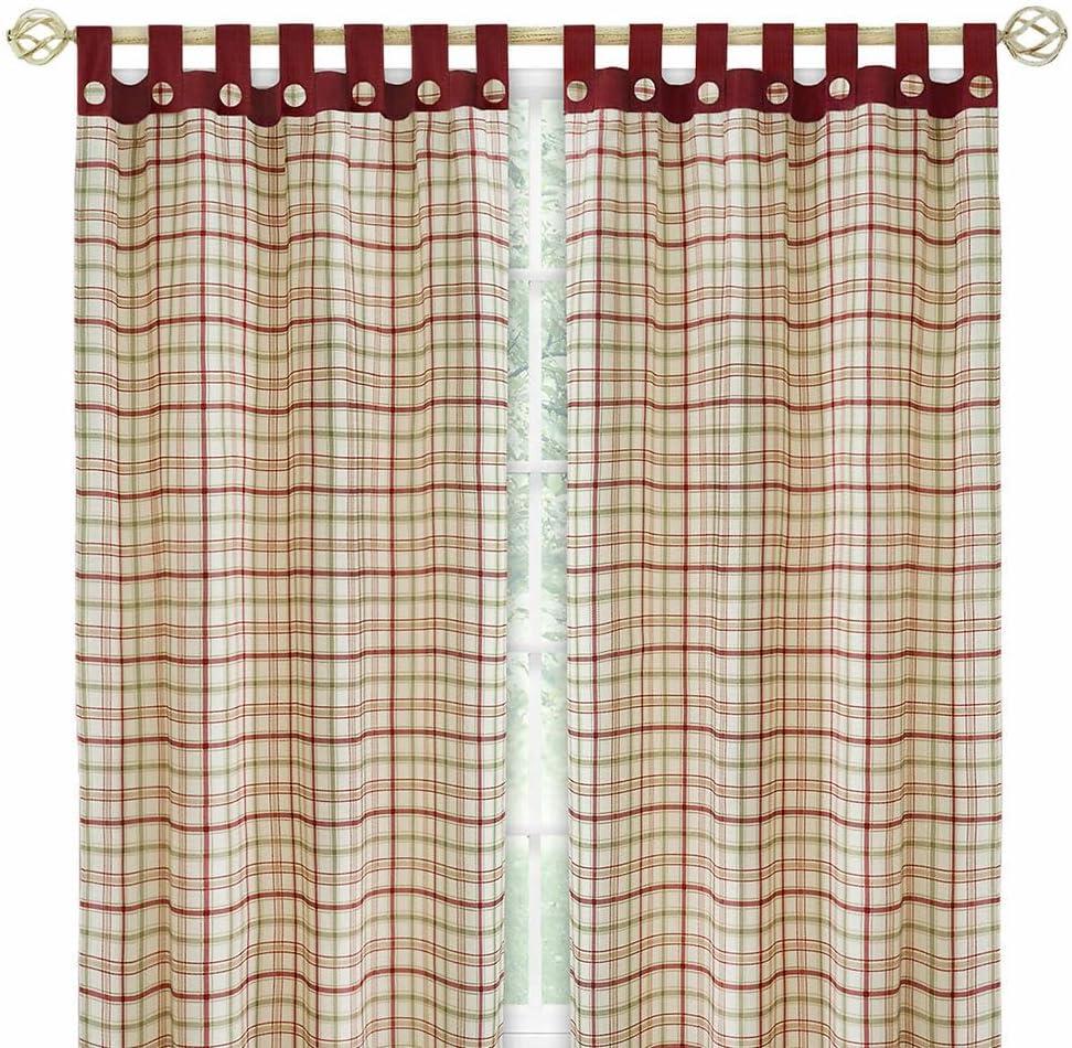 Achim Tattersall Button Tab Top Window Curtain Panel - 52x84 - Burgundy