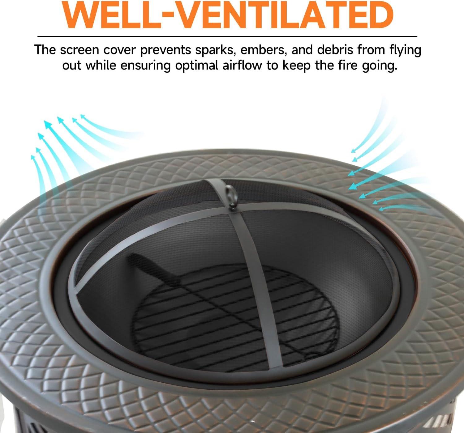 Classy Home 32'' Round Steel Fire Pit Accessory