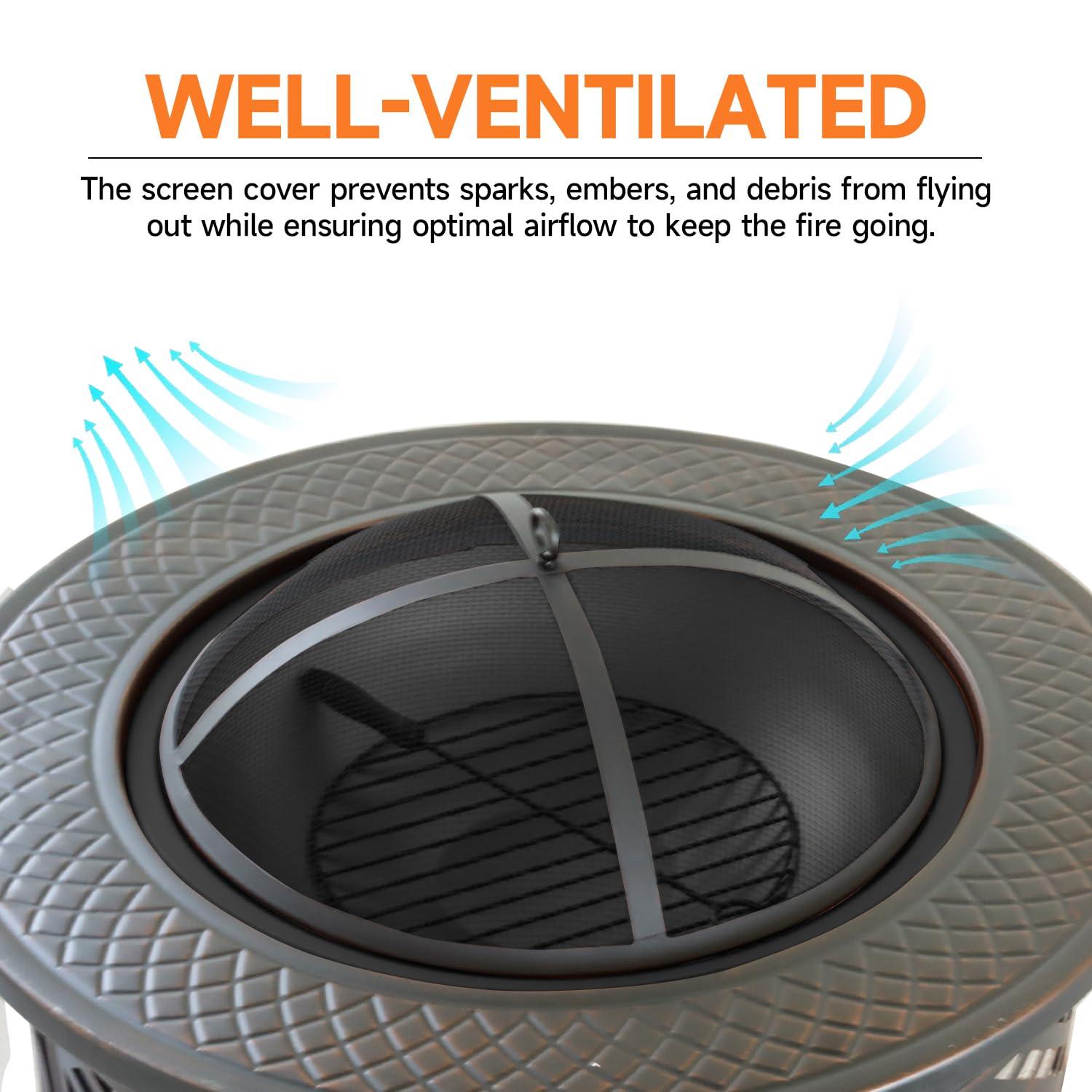 Classy Home 32'' Round Steel Fire Pit Accessory